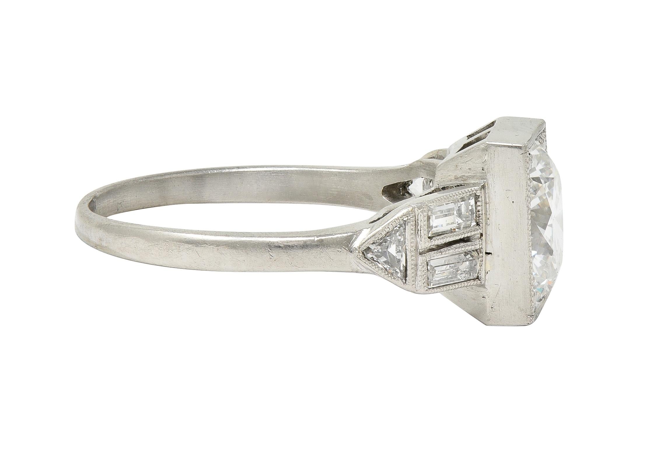 Art Deco 2.00 CTW Transitional Cut Diamond Platinum Vintage Engagement Ring GIA