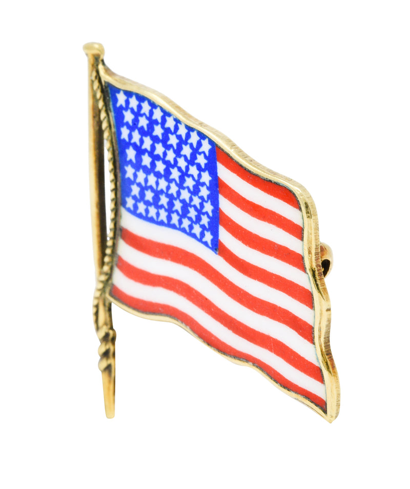 1950's Enamel 14 Karat Gold Unisex American Flag BroochBrooch - Wilson's Estate Jewelry