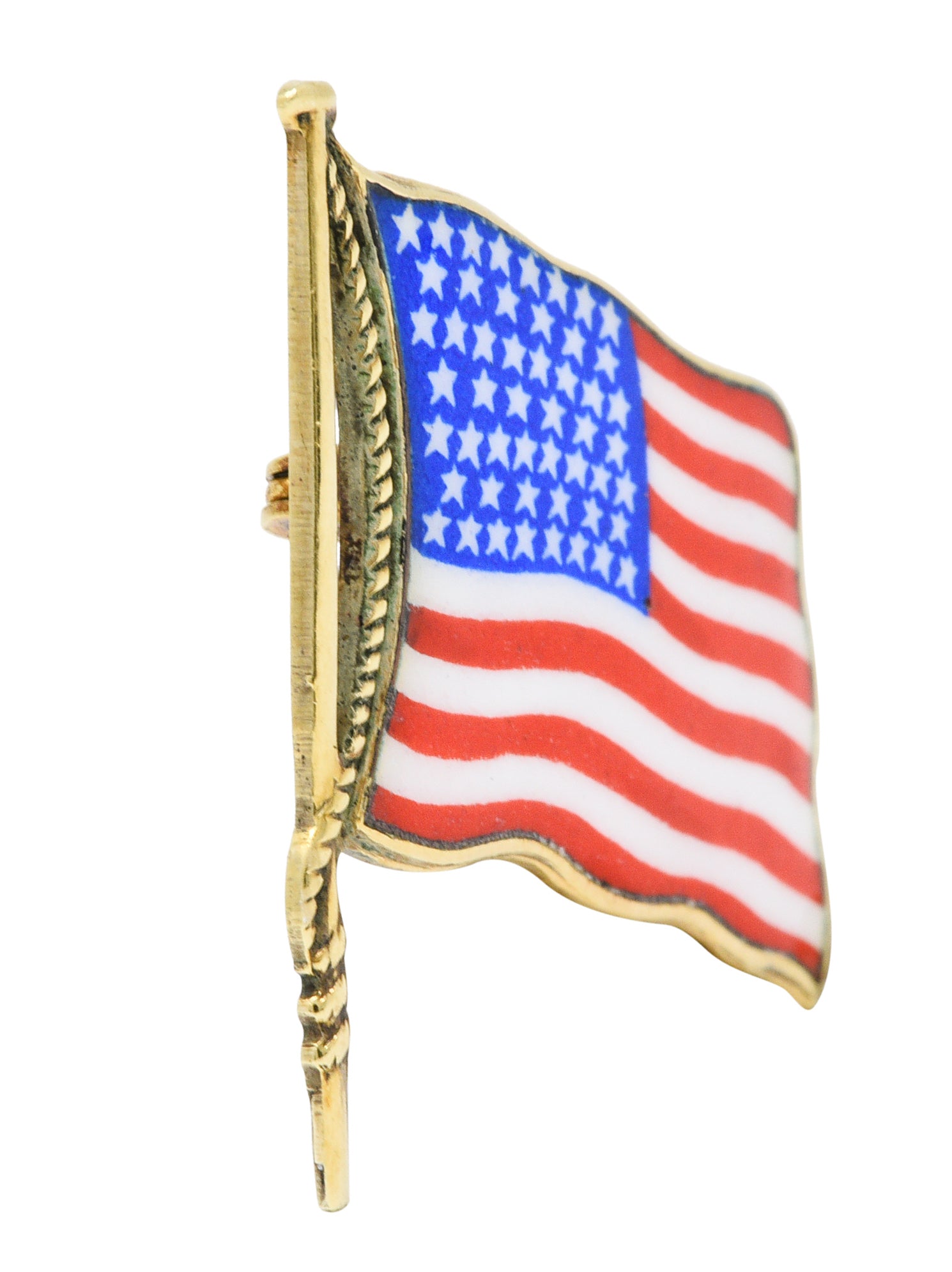 1950's Enamel 14 Karat Gold Unisex American Flag BroochBrooch - Wilson's Estate Jewelry