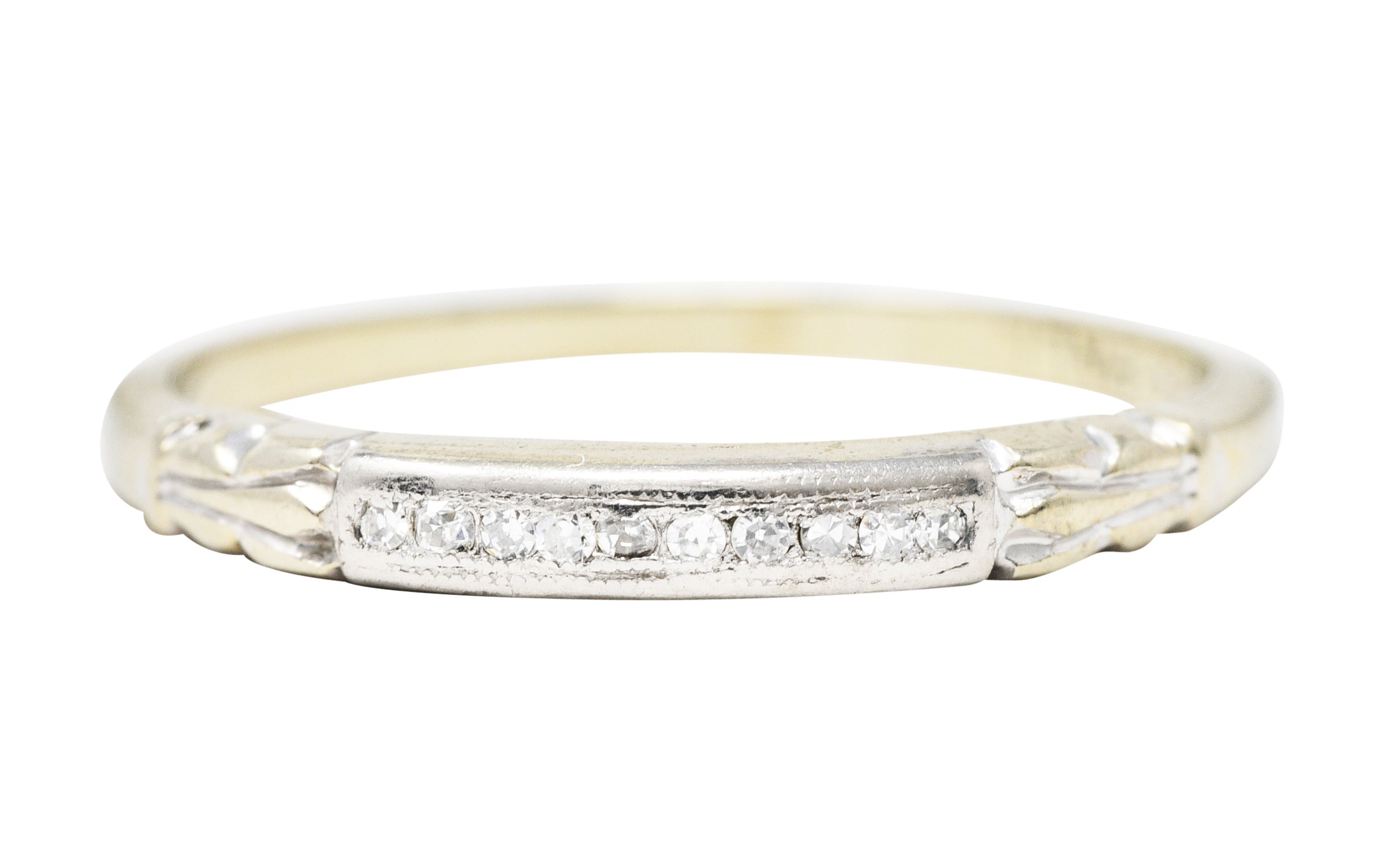 1940's Retro Diamond 18 Karat White Gold Stacking Band RingRing - Wilson's Estate Jewelry