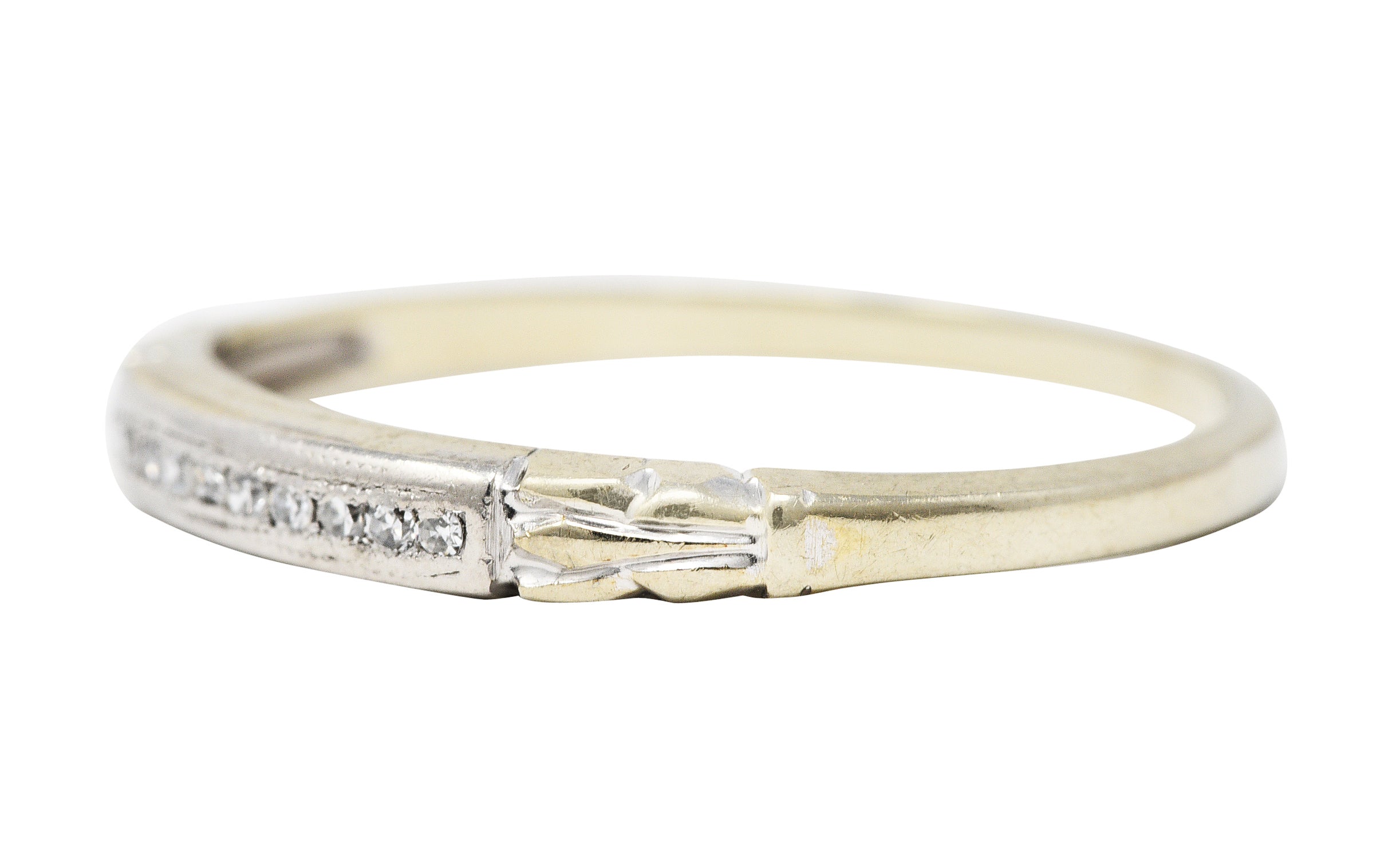 1940's Retro Diamond 18 Karat White Gold Stacking Band RingRing - Wilson's Estate Jewelry