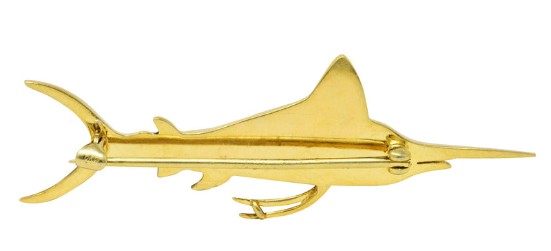 1950's Enamel 14 Karat Yellow Gold Marlin Fish Unisex BroochBrooch - Wilson's Estate Jewelry
