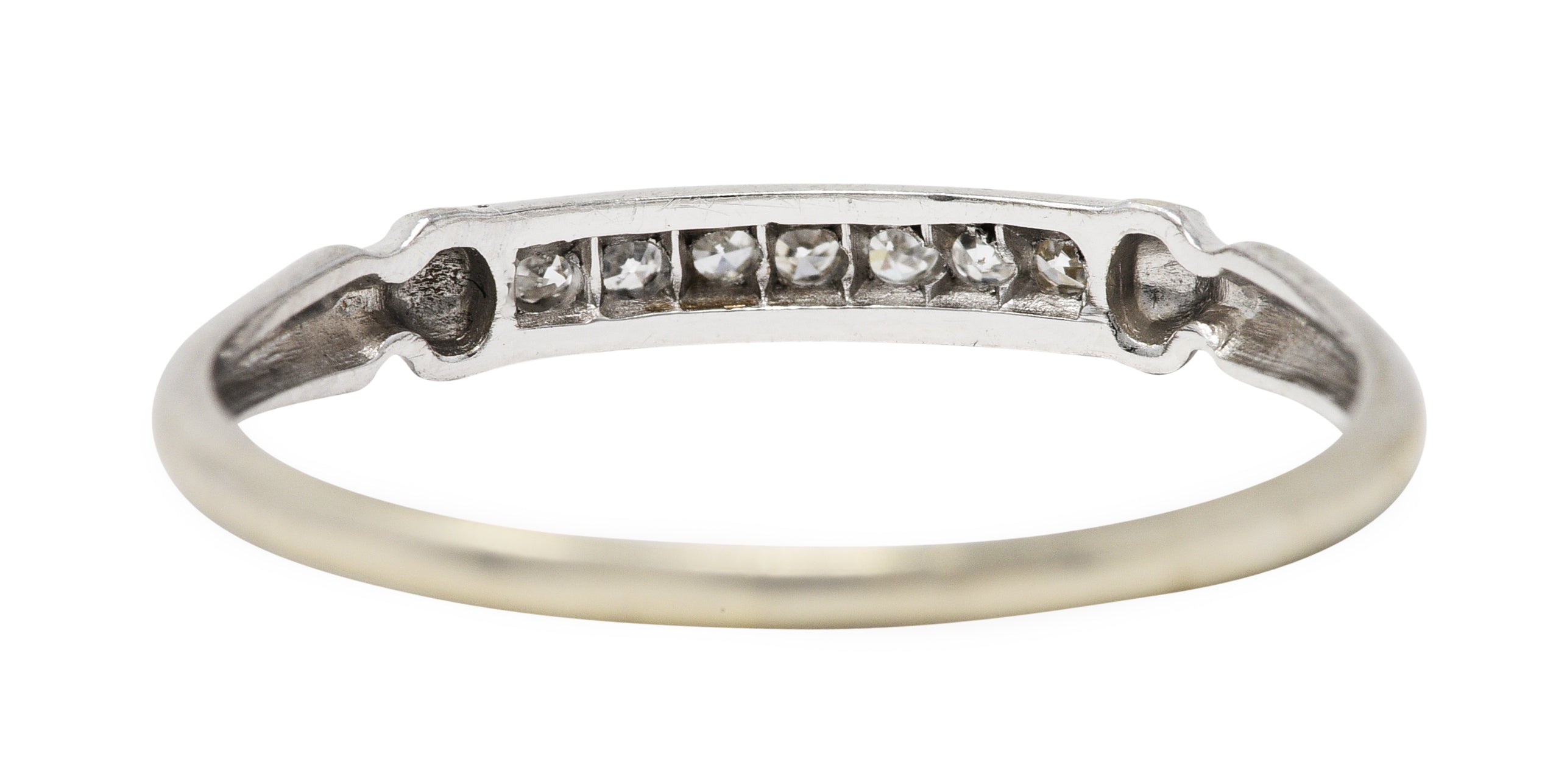 Art Deco Single Cut Diamond 14 Karat White Gold Band RingRing - Wilson's Estate Jewelry