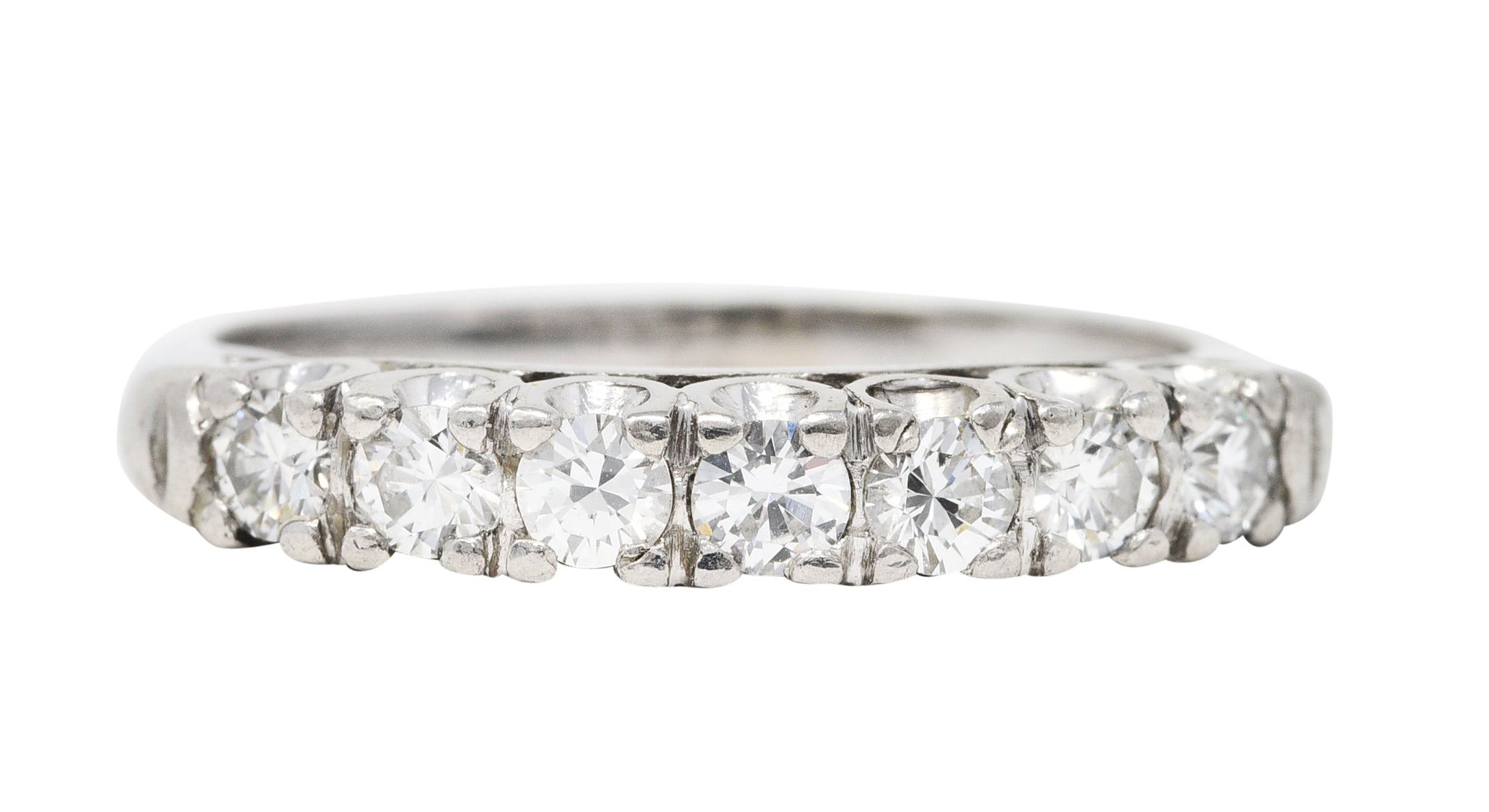 Mid-Century 0.50 CTW Diamond Platinum Fishtail Ring | Wilson's Estate ...