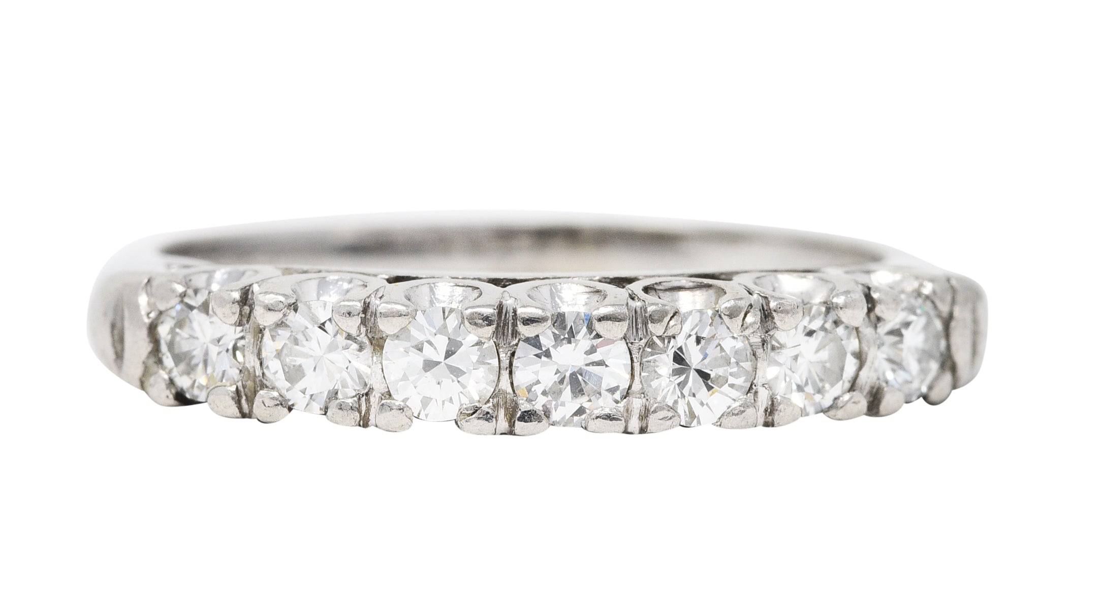 Mid-Century 0.50 CTW Diamond Platinum Fishtail RingRing - Wilson's Estate Jewelry