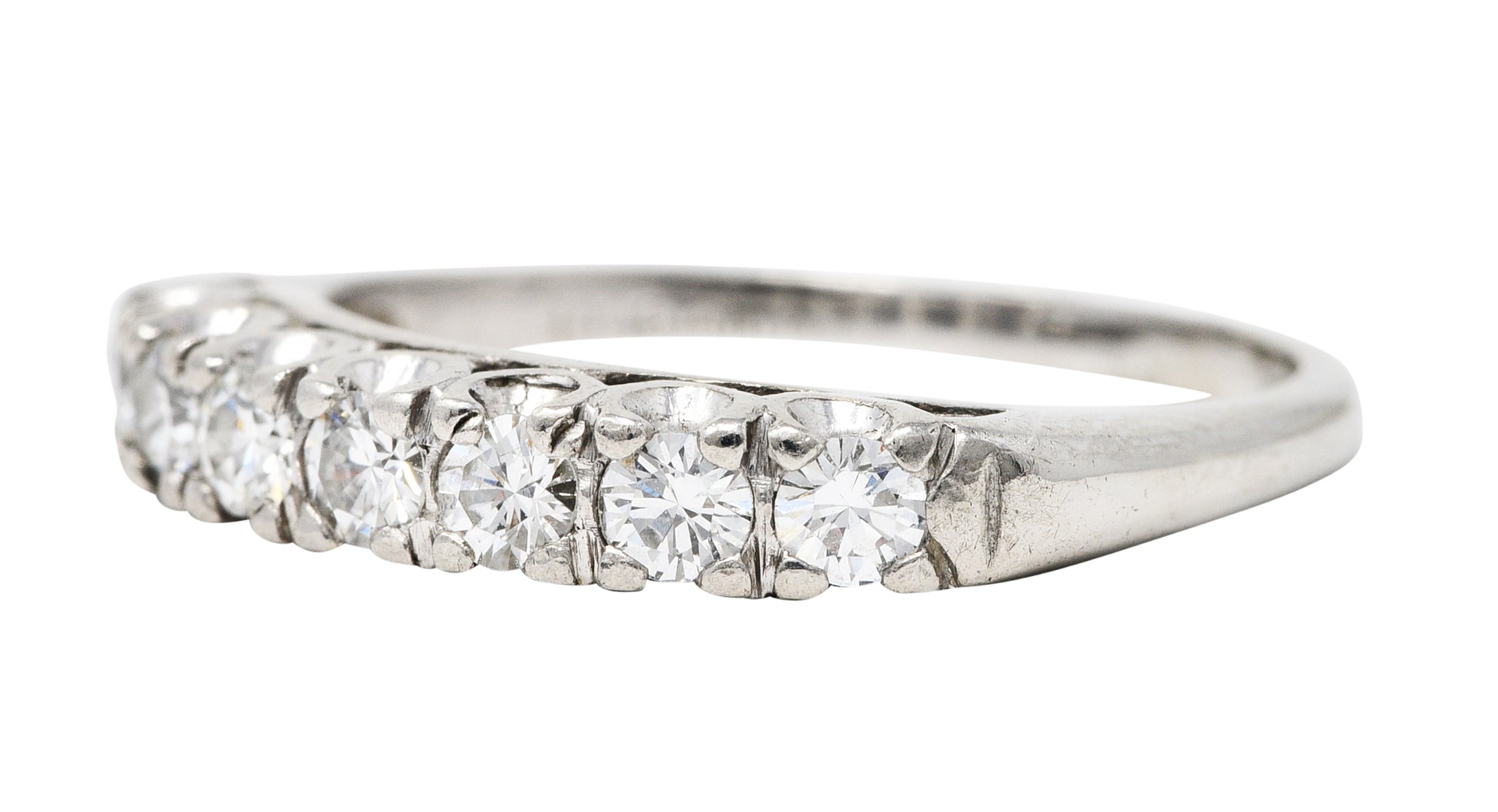 Mid-Century 0.50 CTW Diamond Platinum Fishtail RingRing - Wilson's Estate Jewelry