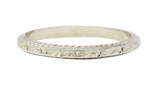 Art Deco 18 Karat White Gold Engraved Unisex Band Ring Circa 1930Ring - Wilson's Estate Jewelry