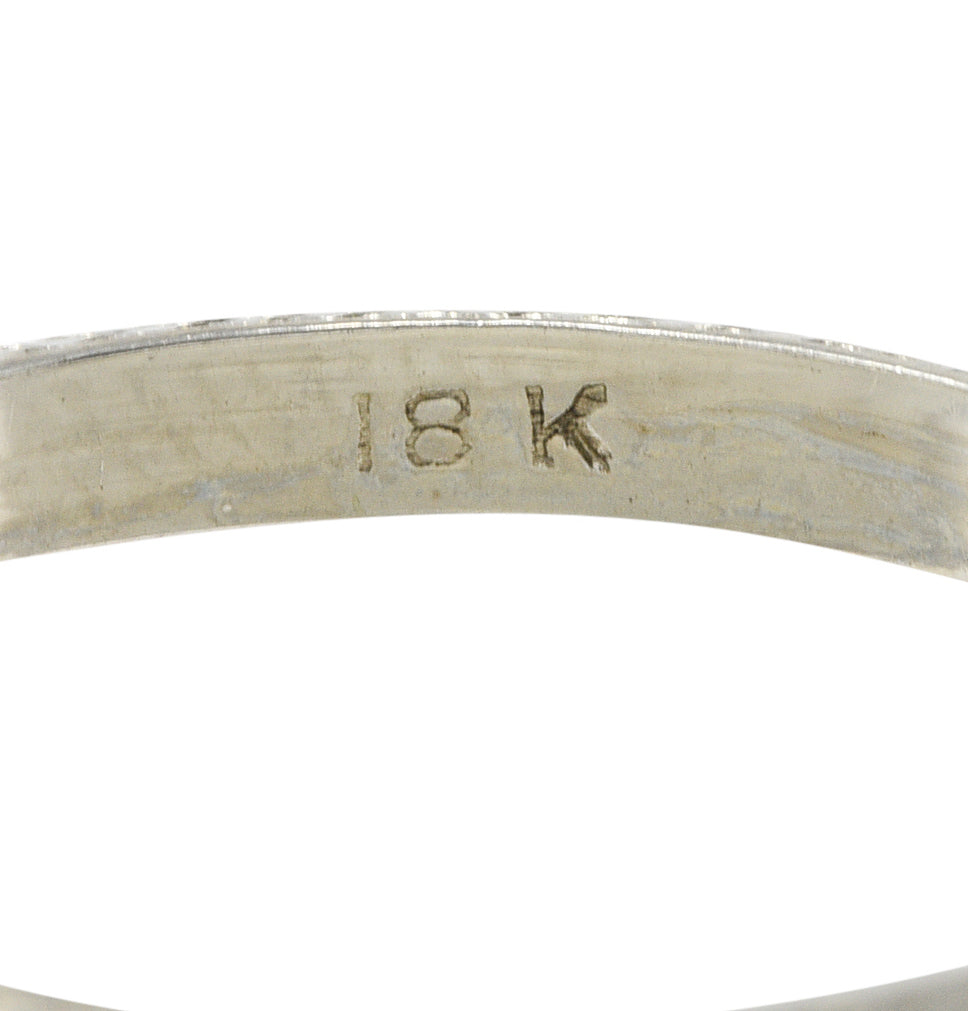 Art Deco 18 Karat White Gold Engraved Unisex Band Ring Circa 1930Ring - Wilson's Estate Jewelry