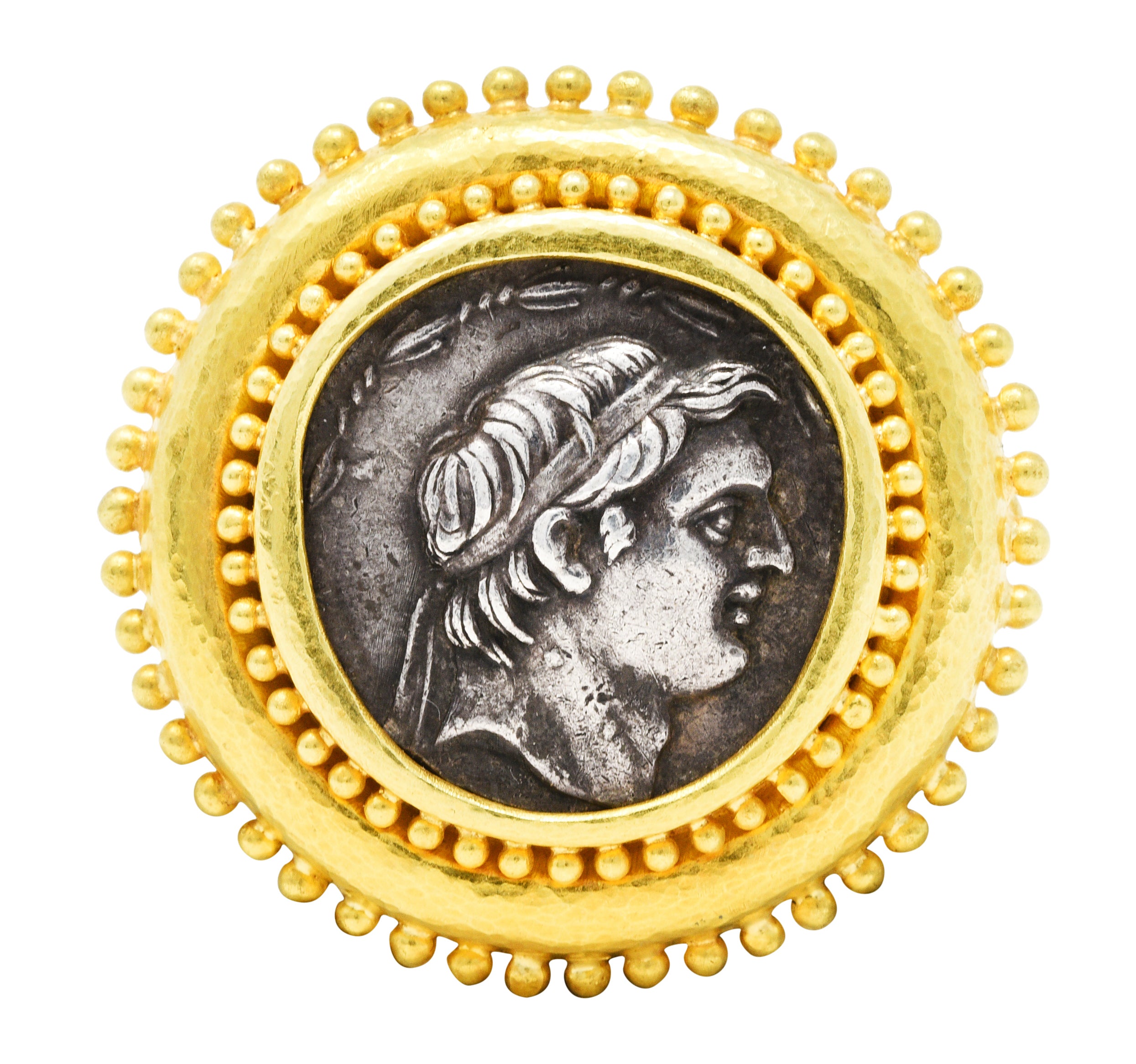 Large Elizabeth Locke Silver 18 Karat Gold Greek Ancient Coin Pendant BroochBrooch - Wilson's Estate Jewelry