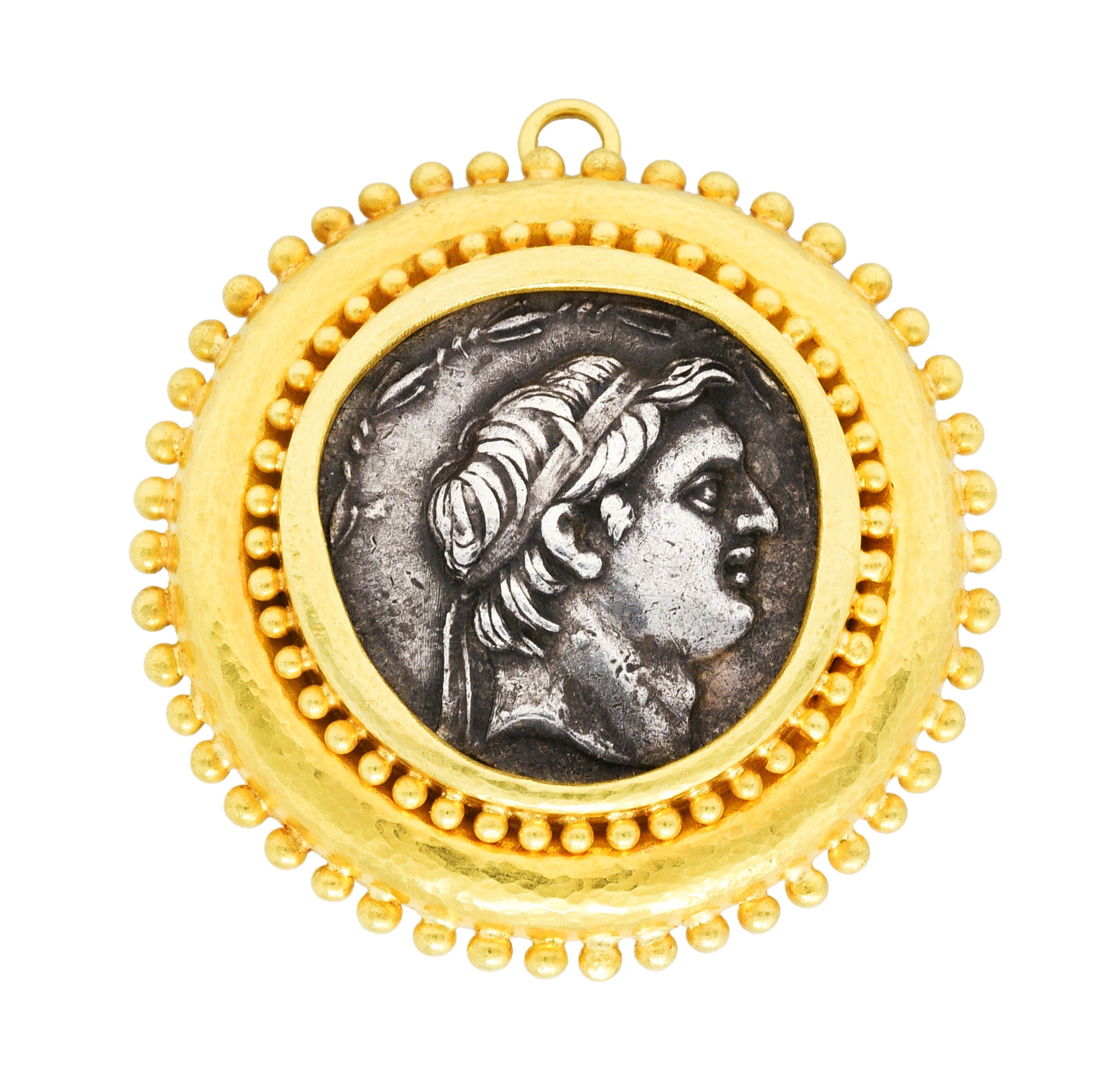 Large Elizabeth Locke Silver 18 Karat Gold Greek Ancient Coin Pendant BroochBrooch - Wilson's Estate Jewelry