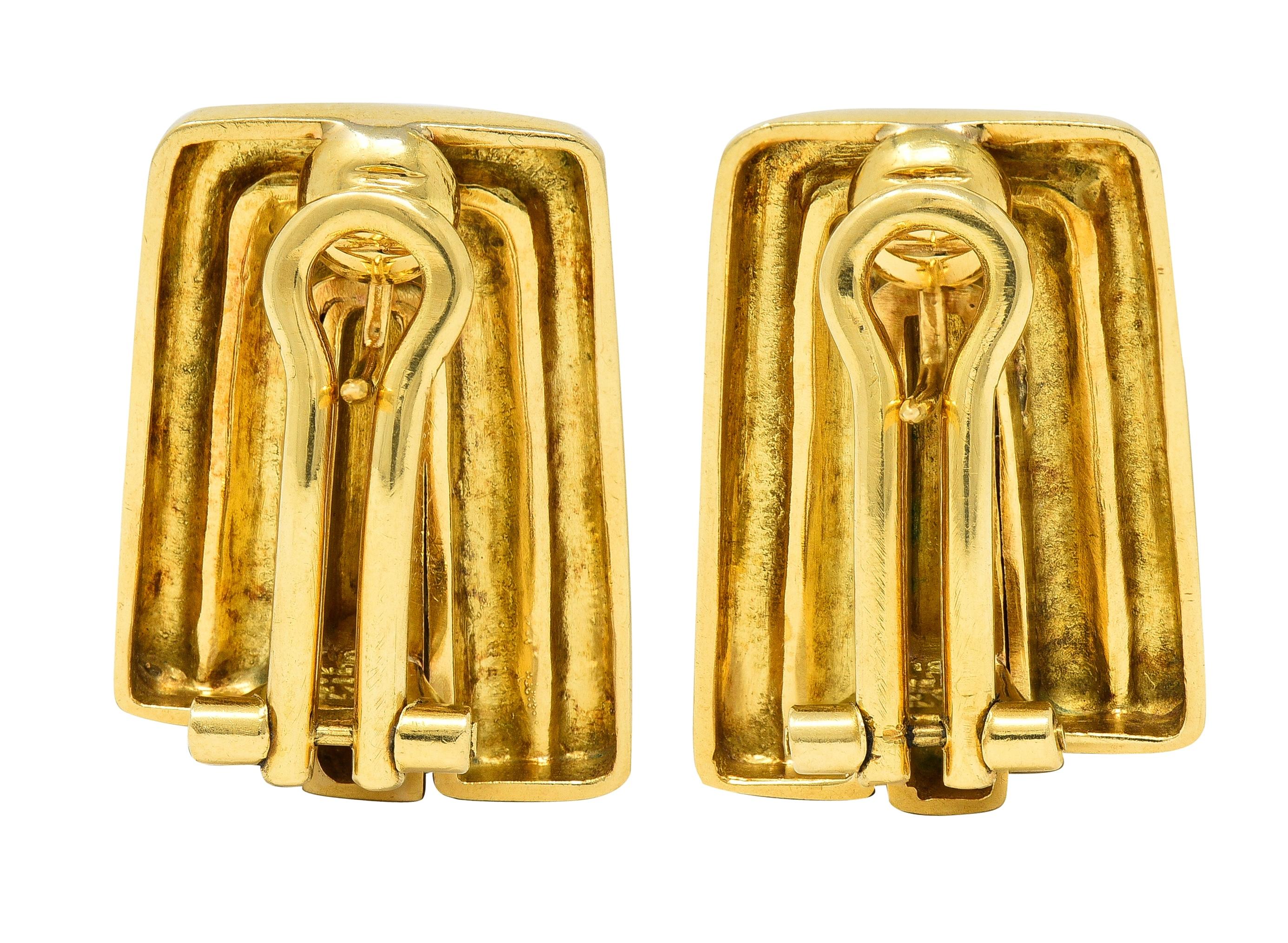 Burle Marx 1970's 18 Karat Yellow Gold Forma Livre Vintage Geometric Earrings