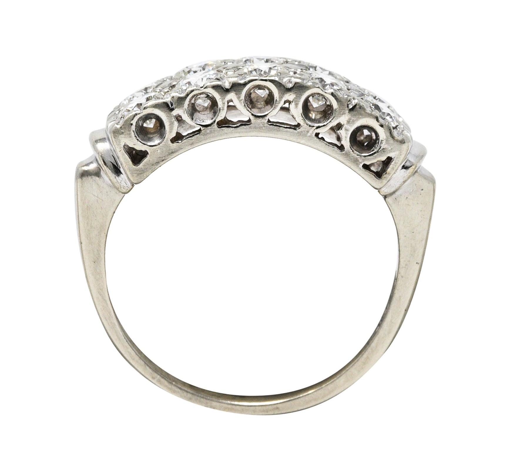 Retro 1.00 CTW Diamond 14 Karat White Gold Double Row Band RingRing - Wilson's Estate Jewelry