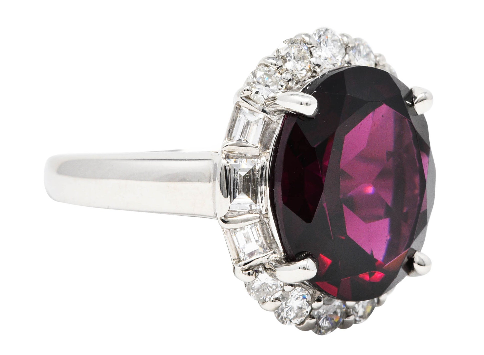 Contemporary Garnet Diamond Platinum Gemstone Cluster RingRing - Wilson's Estate Jewelry