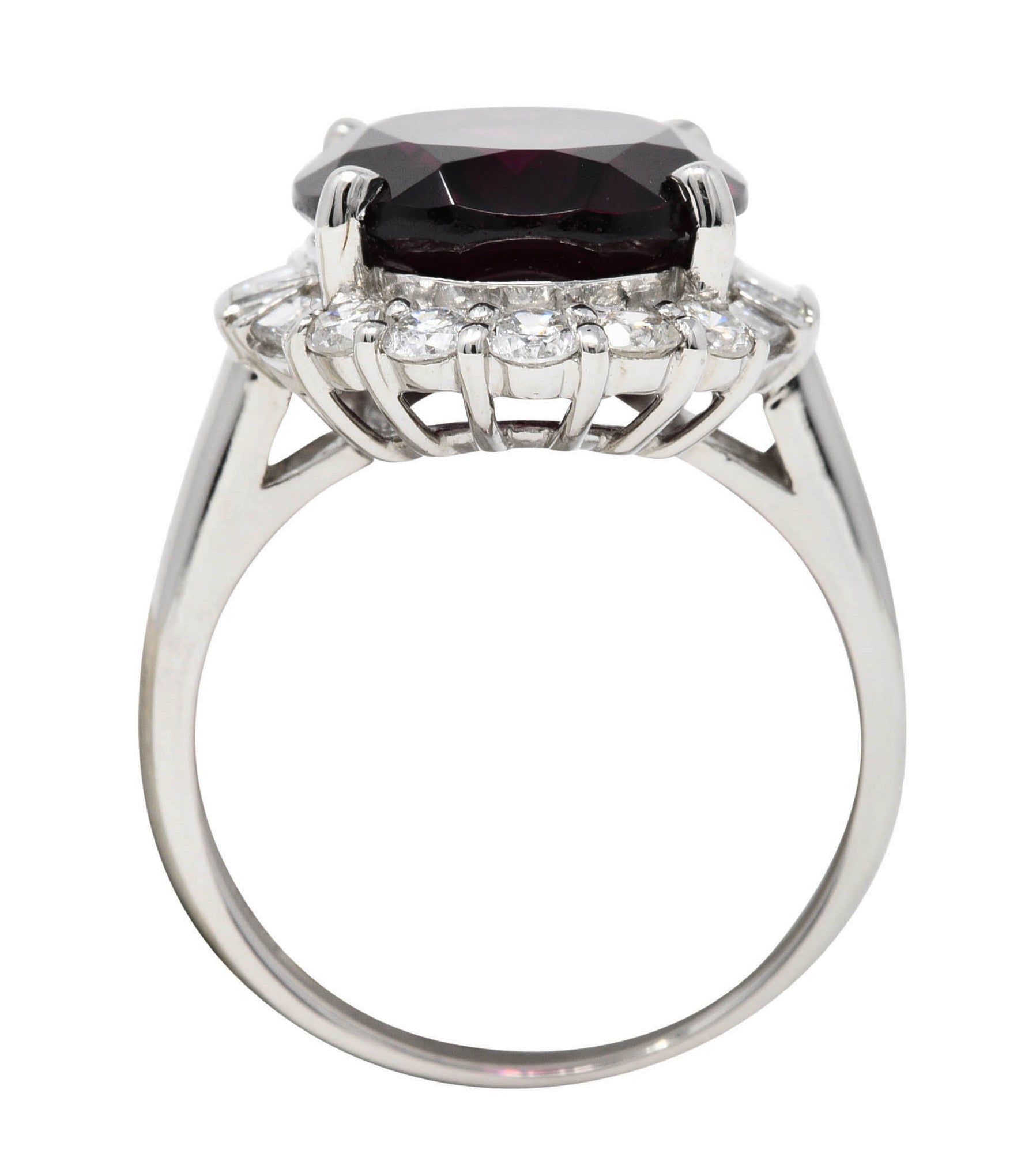 Contemporary Garnet Diamond Platinum Gemstone Cluster RingRing - Wilson's Estate Jewelry