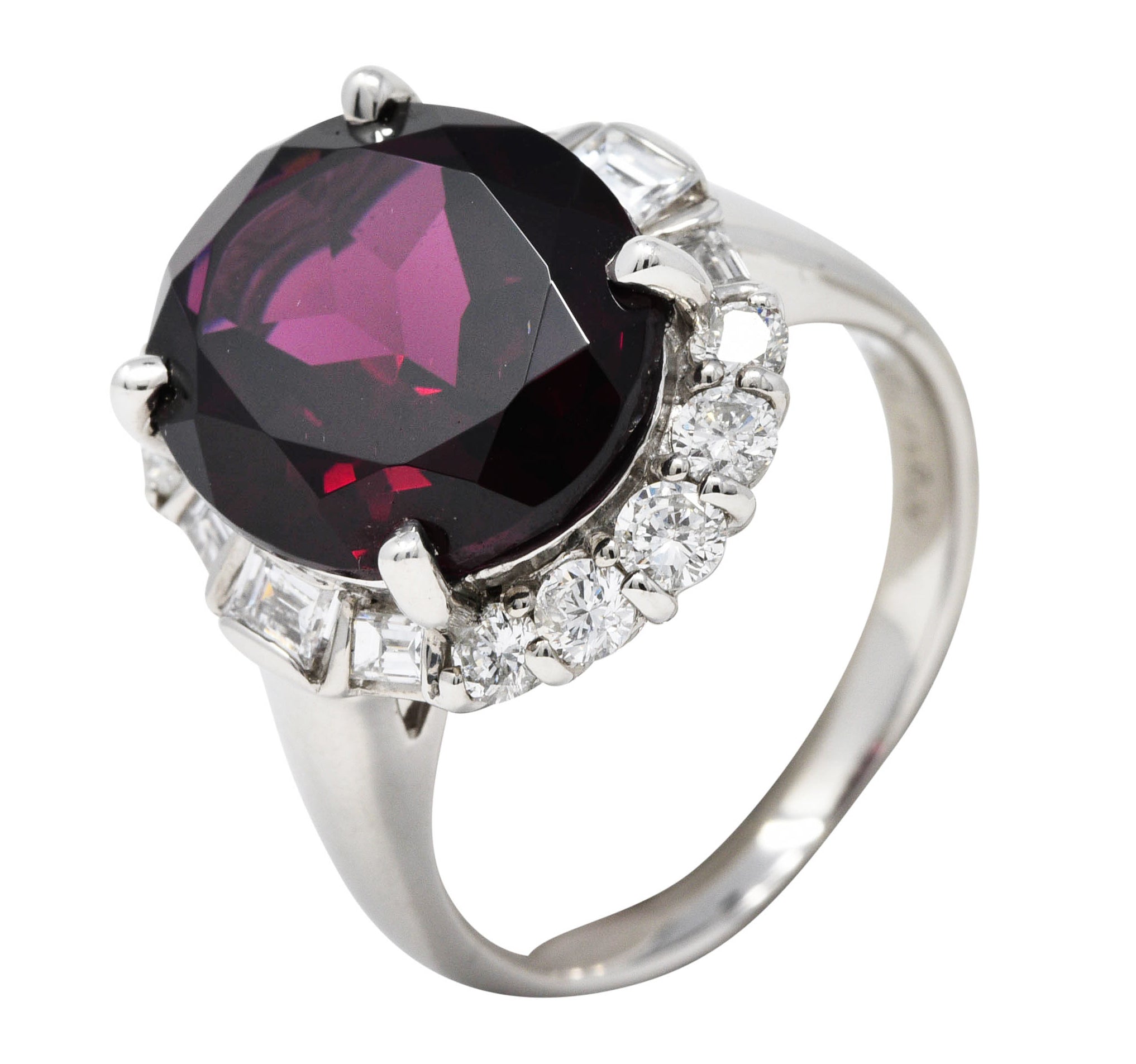 Contemporary Garnet Diamond Platinum Gemstone Cluster RingRing - Wilson's Estate Jewelry