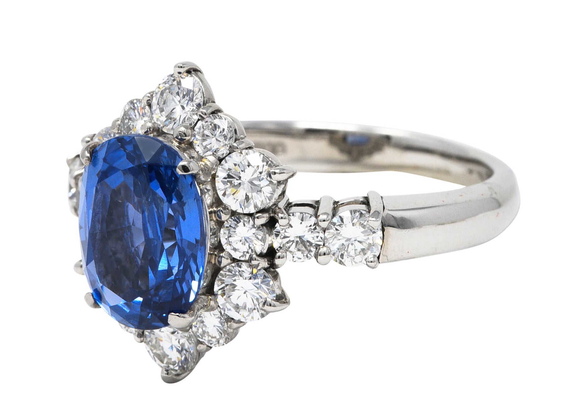 Contemporary 4.36 CTW Sapphire Diamond Platinum Cluster RingRing - Wilson's Estate Jewelry