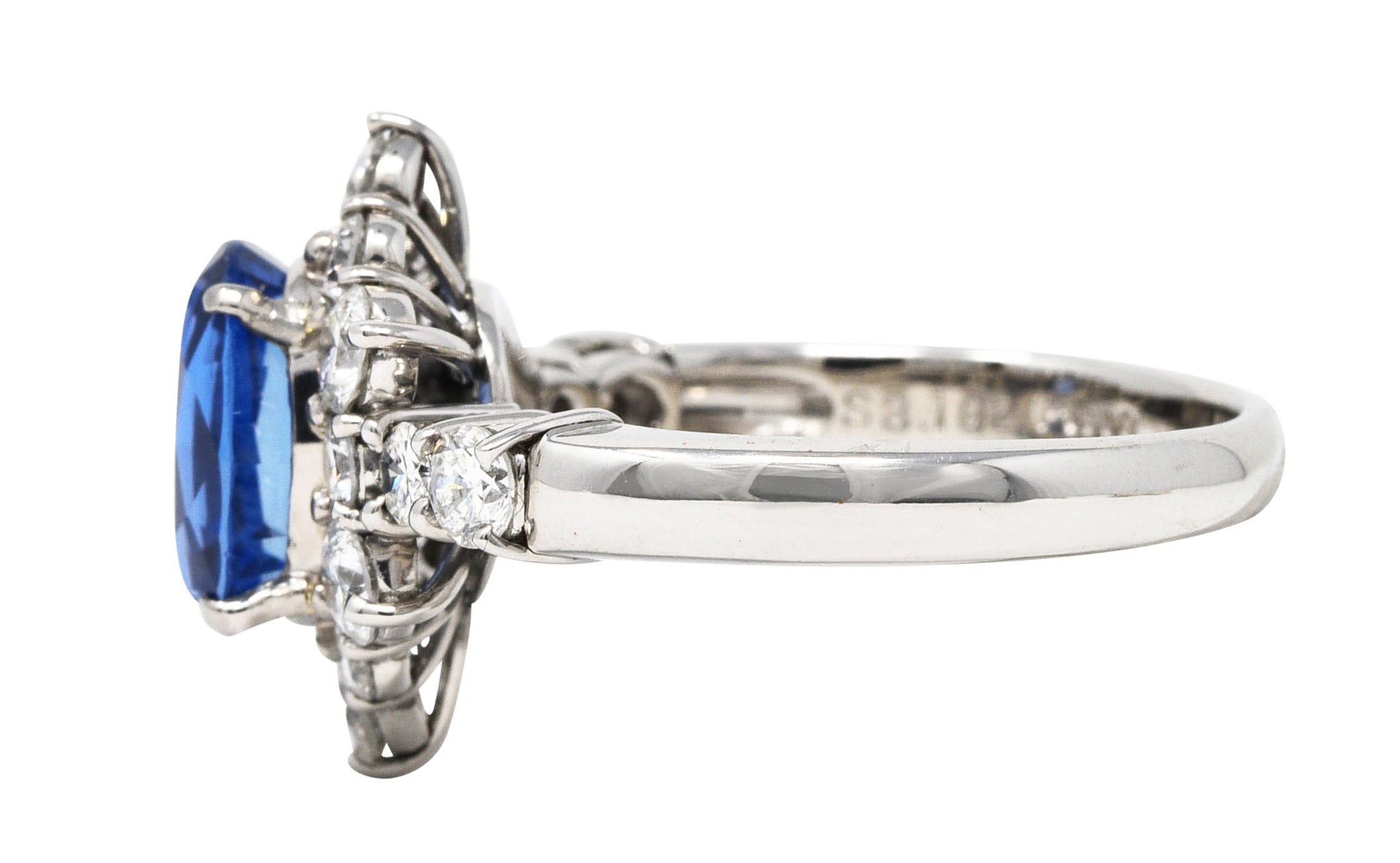 Contemporary 4.36 CTW Sapphire Diamond Platinum Cluster RingRing - Wilson's Estate Jewelry