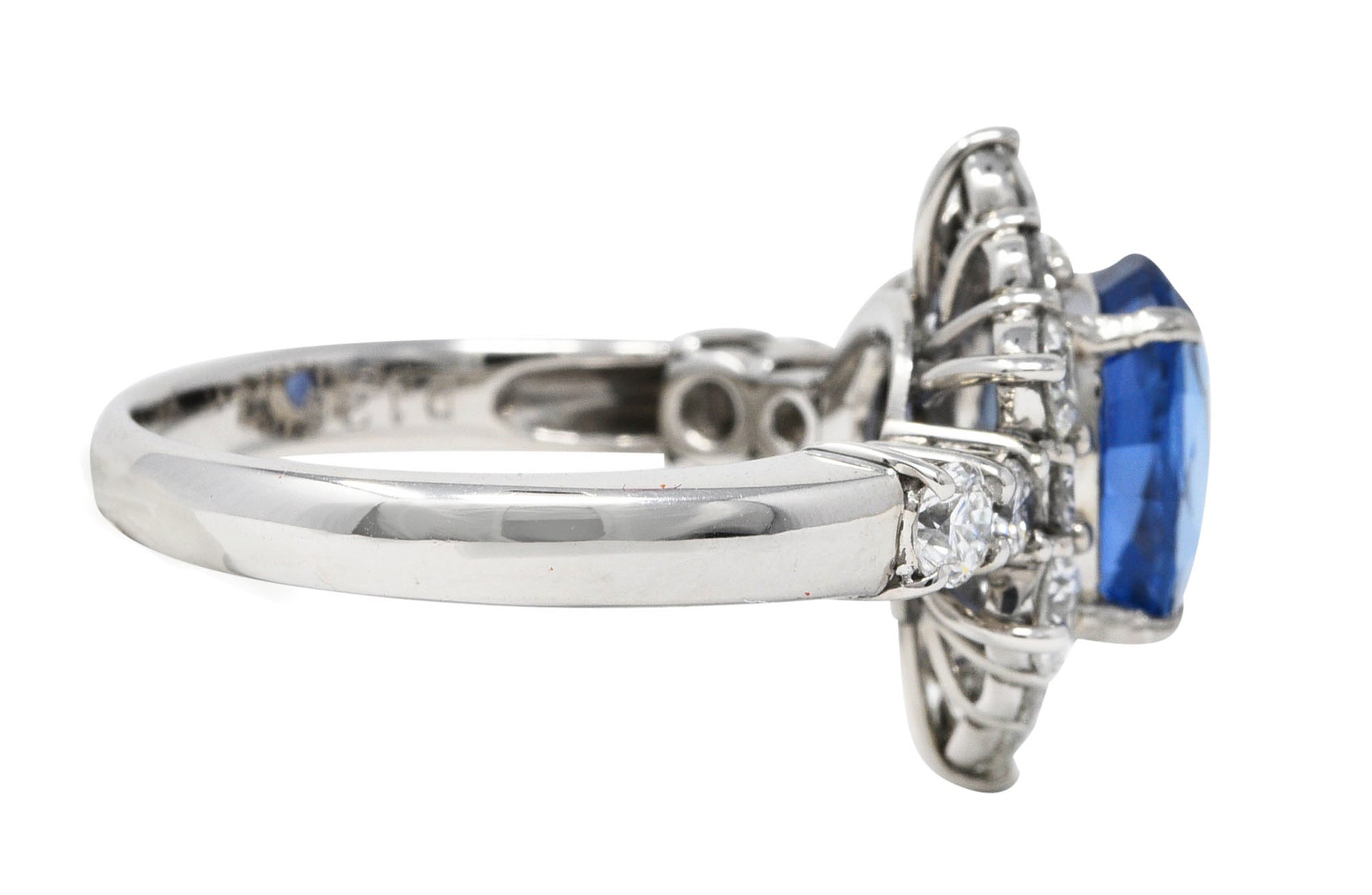 Contemporary 4.36 CTW Sapphire Diamond Platinum Cluster RingRing - Wilson's Estate Jewelry