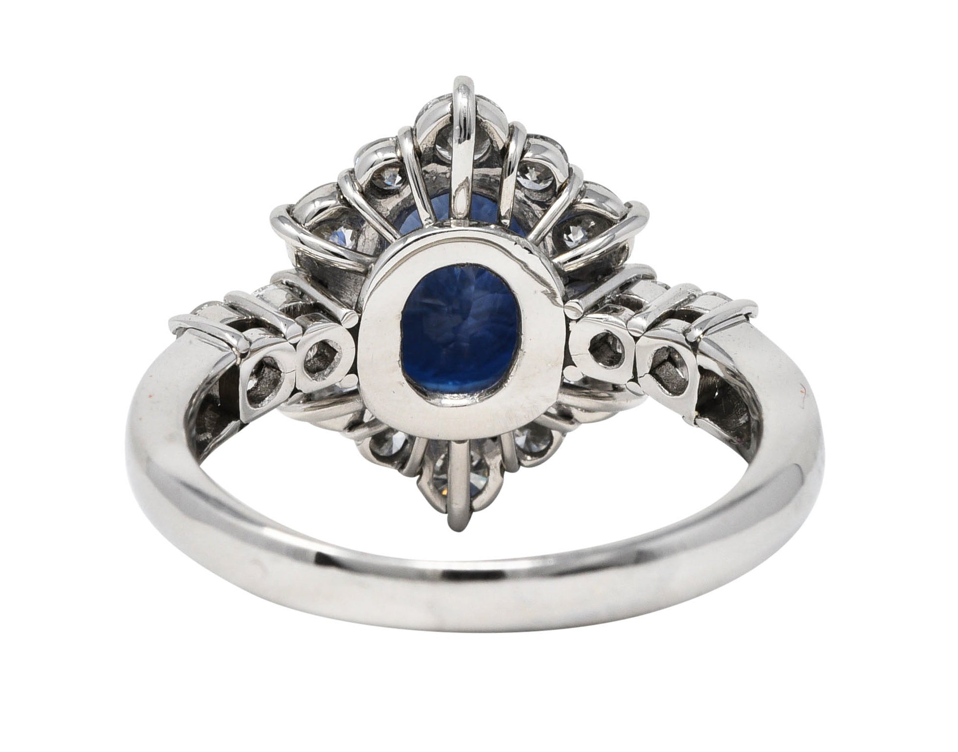 Contemporary 4.36 CTW Sapphire Diamond Platinum Cluster RingRing - Wilson's Estate Jewelry