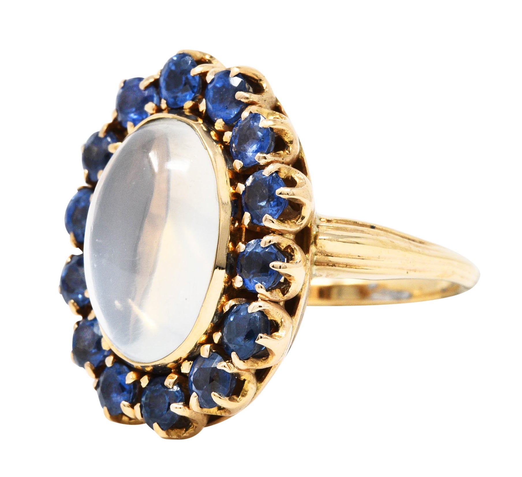 Retro Moonstone Sapphire 14 Karat Gold Cluster RingRing - Wilson's Estate Jewelry