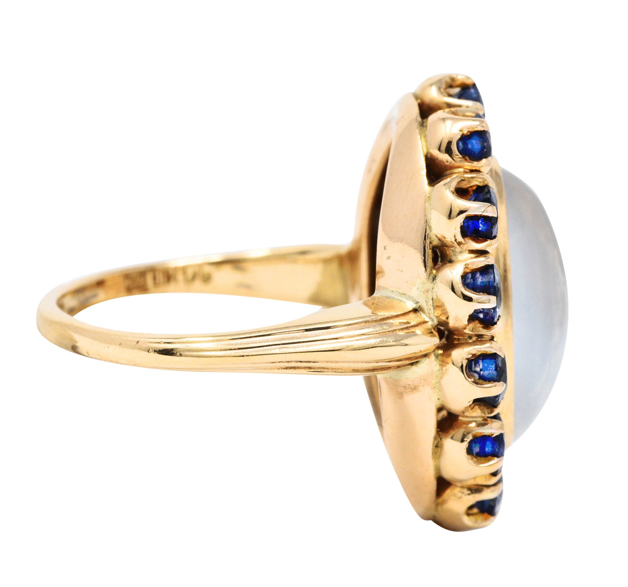 Retro Moonstone Sapphire 14 Karat Gold Cluster RingRing - Wilson's Estate Jewelry