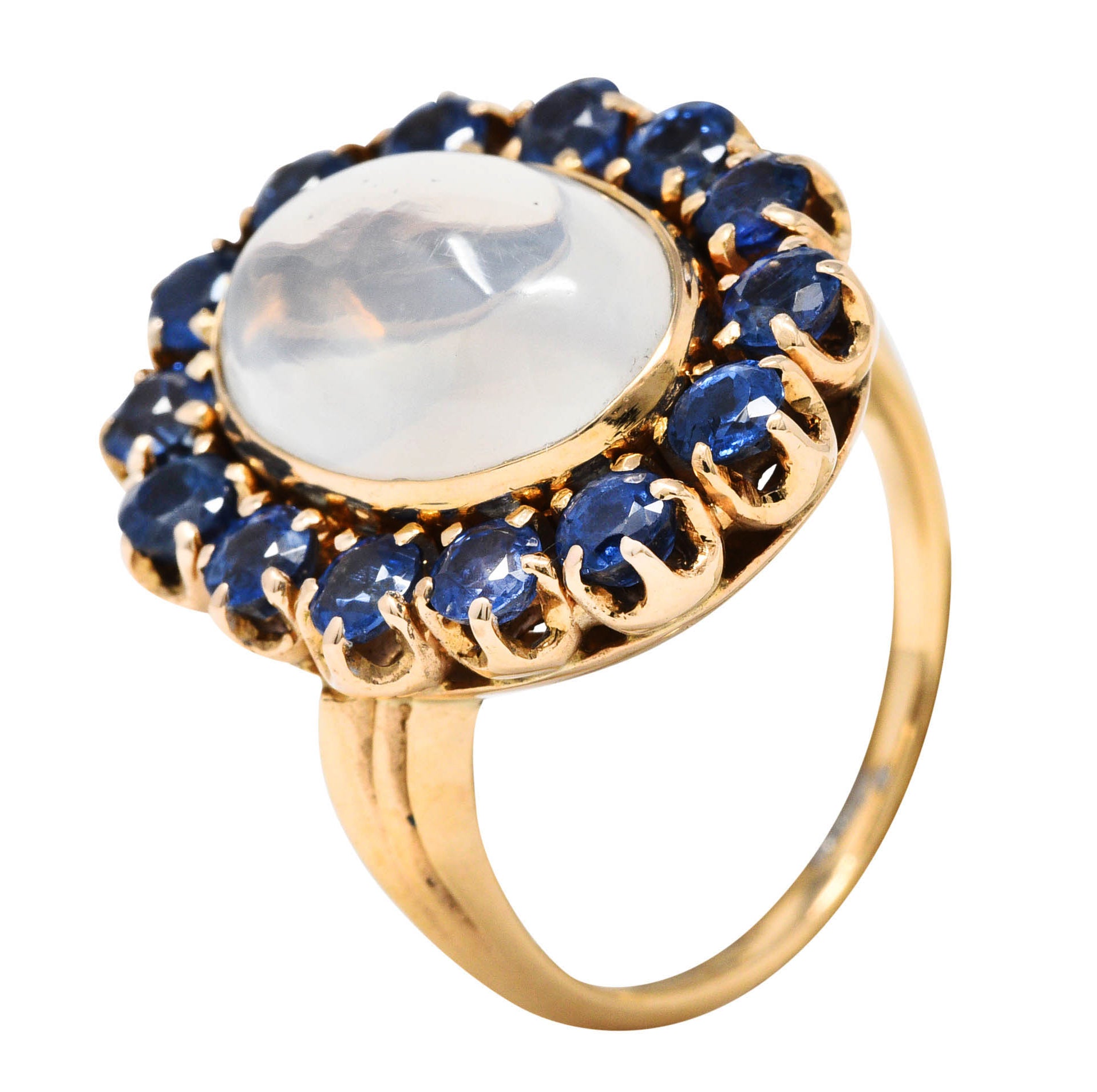 Retro Moonstone Sapphire 14 Karat Gold Cluster RingRing - Wilson's Estate Jewelry