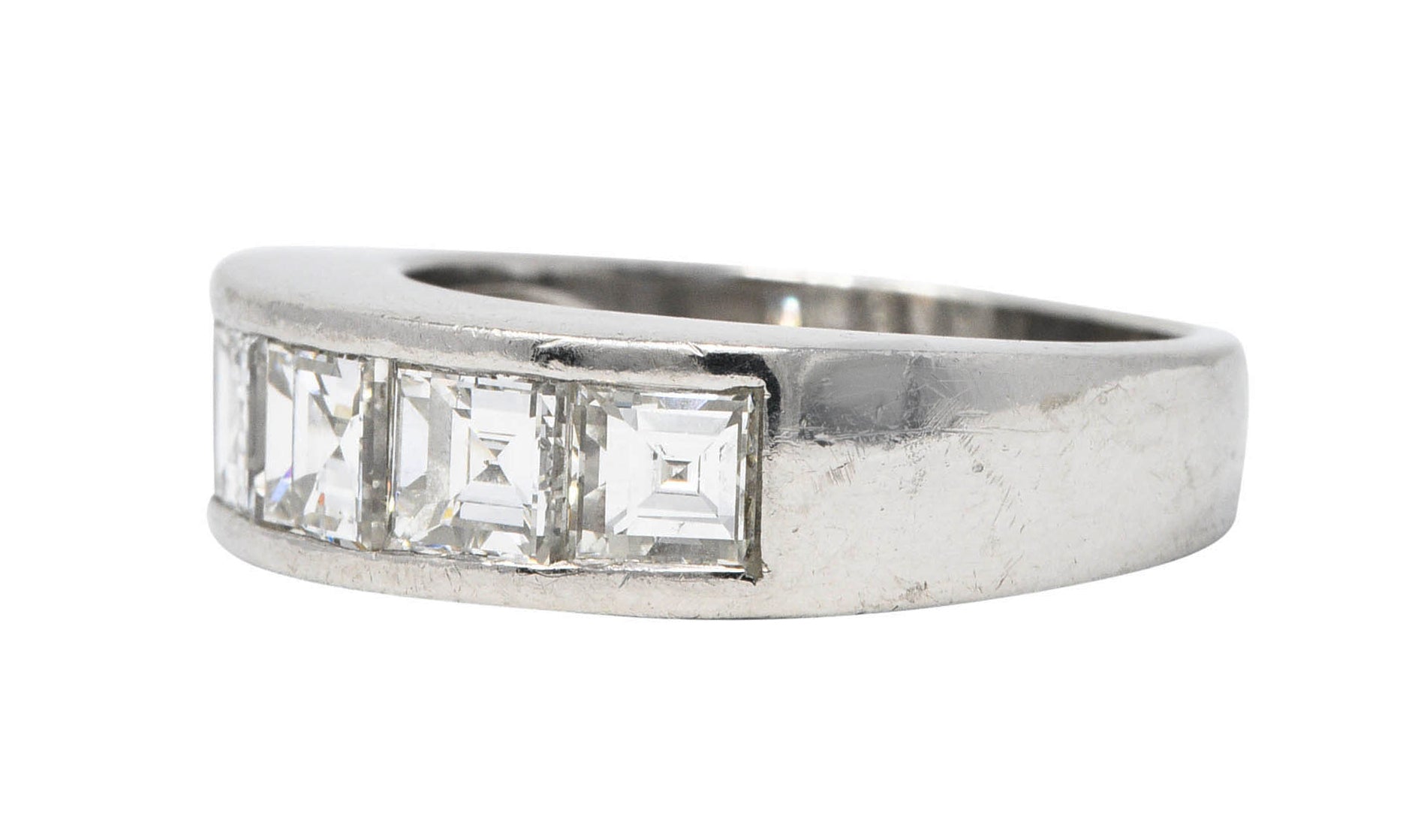 Contemporary 2.09 CTW Square Step Diamond Platinum Channel Band RingRing - Wilson's Estate Jewelry