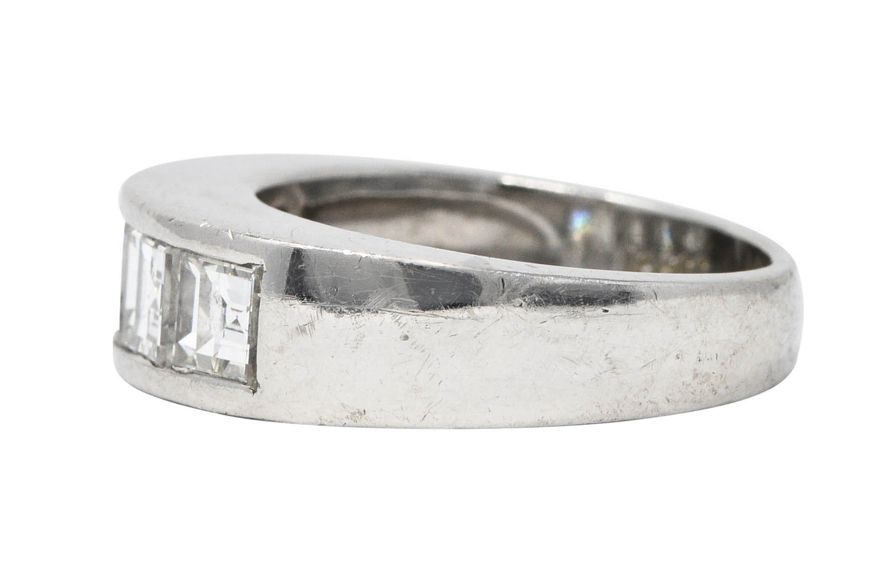 Contemporary 2.09 CTW Square Step Diamond Platinum Channel Band RingRing - Wilson's Estate Jewelry