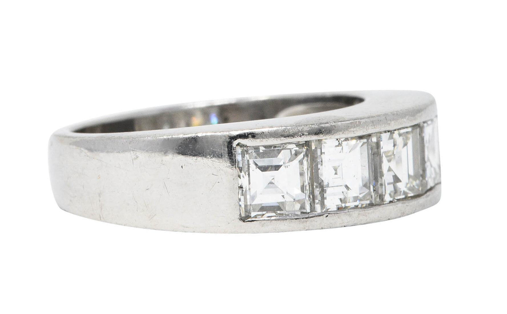 Contemporary 2.09 CTW Square Step Diamond Platinum Channel Band RingRing - Wilson's Estate Jewelry