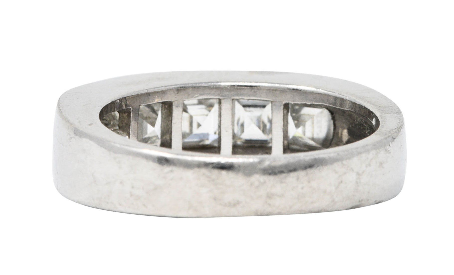 Contemporary 2.09 CTW Square Step Diamond Platinum Channel Band RingRing - Wilson's Estate Jewelry