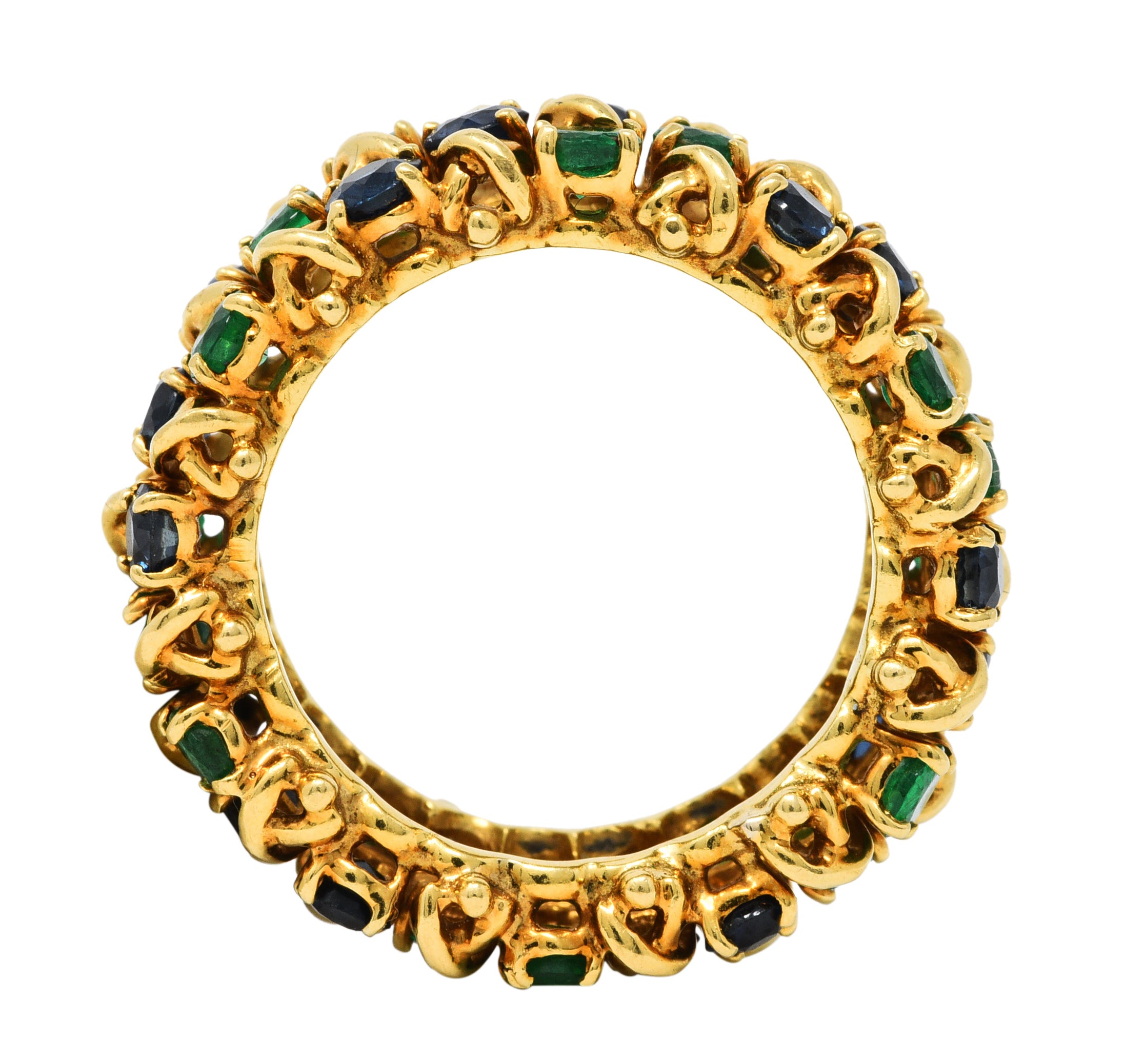 Tiffany & Co. 4.70 CTW Emerald Sapphire 18 Karat Gold Woven X Band RingRing - Wilson's Estate Jewelry