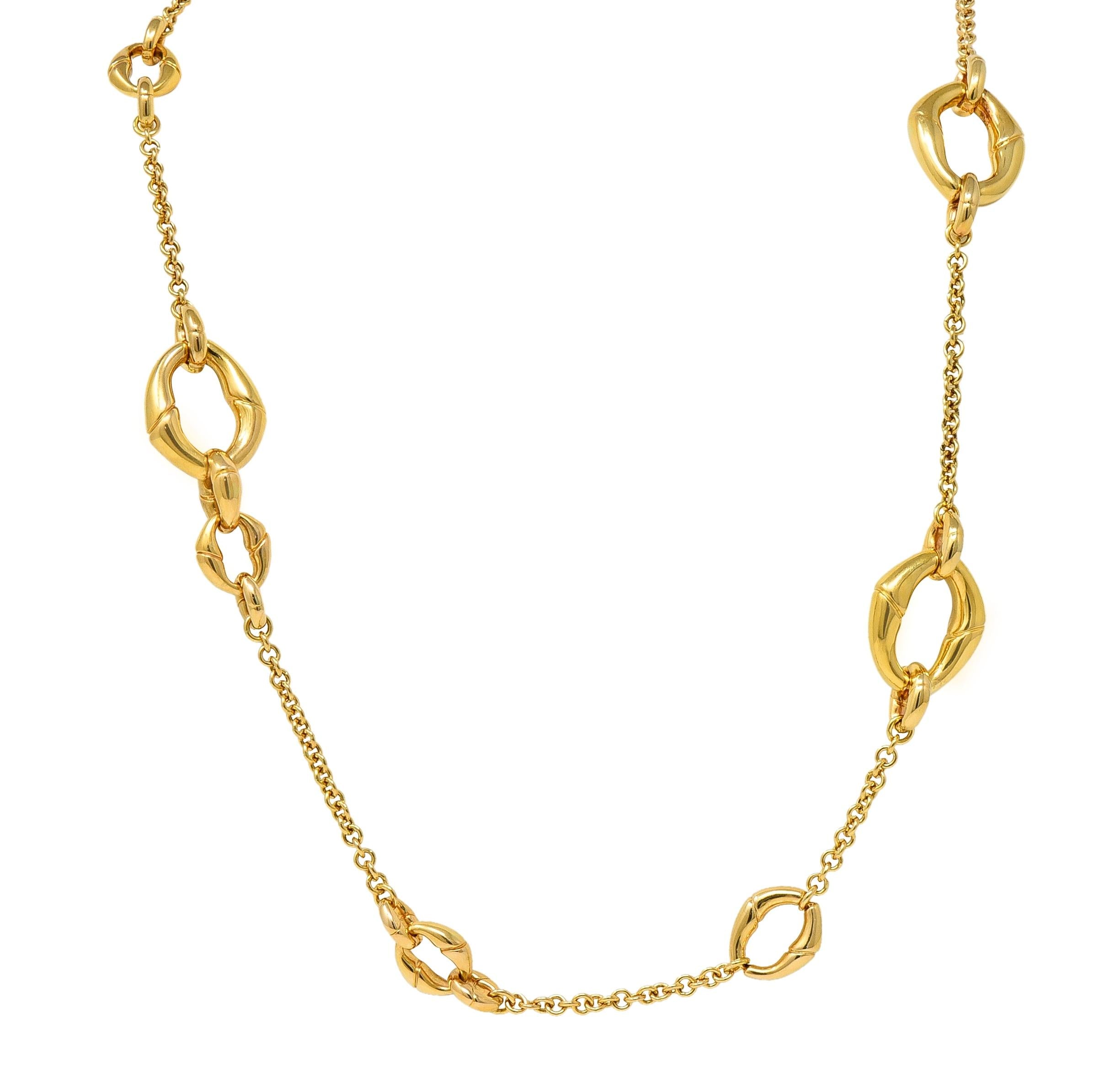 Gucci Contemporary 18 Karat Yellow Gold Bamboo Link Station Necklace