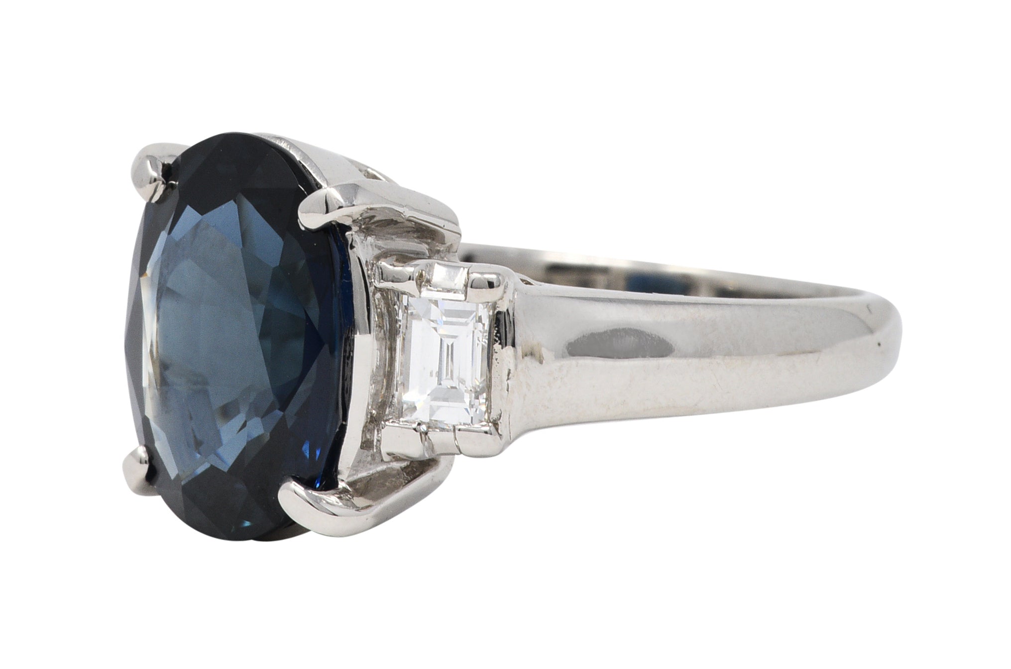 Contemporary 5.12 CTW Sapphire Diamond Platinum Gemstone RingRing - Wilson's Estate Jewelry