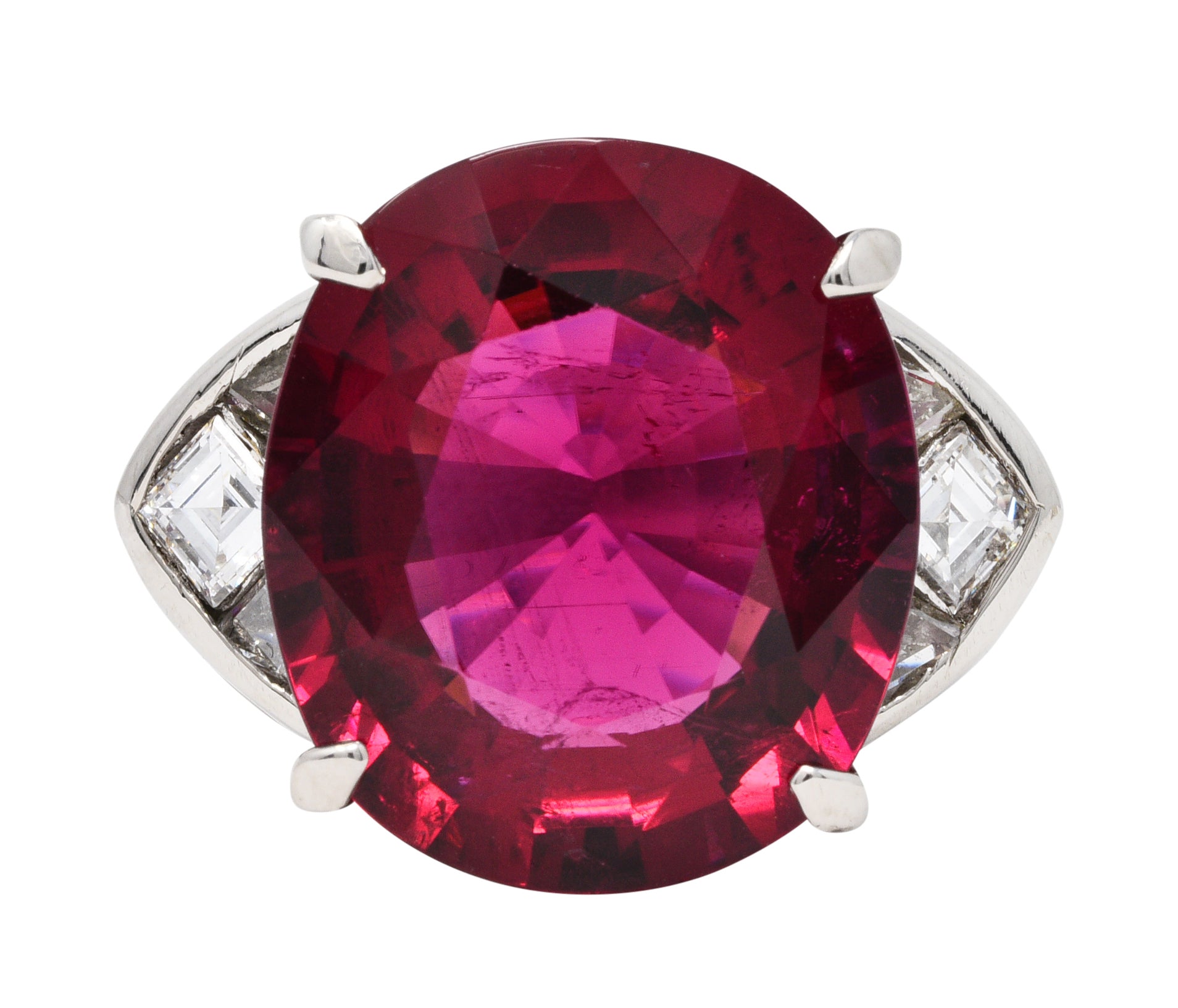 Substantial 13.57 CTW Rubellite Diamond Platinum Statement RingRing - Wilson's Estate Jewelry