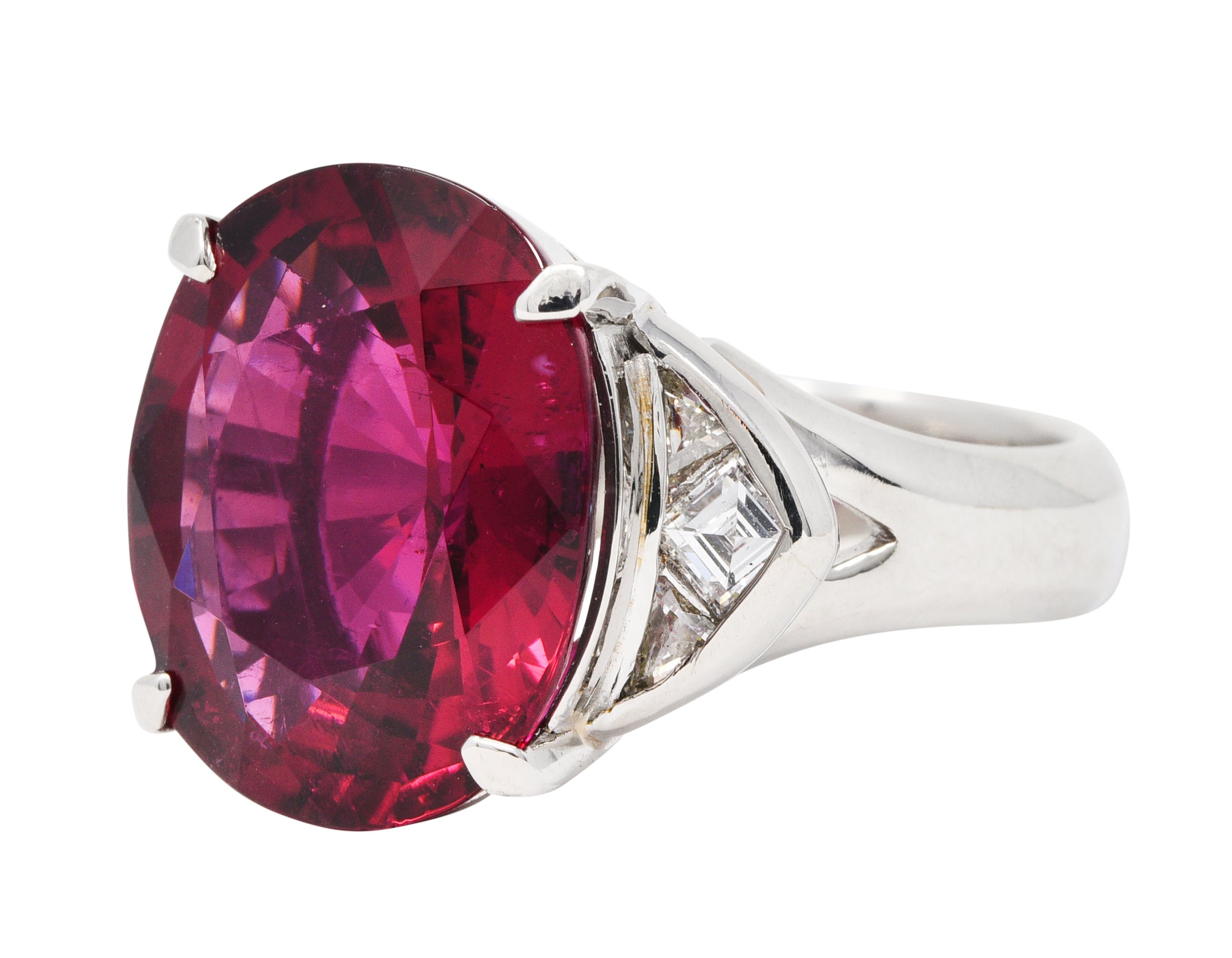 Substantial 13.57 CTW Rubellite Diamond Platinum Statement RingRing - Wilson's Estate Jewelry