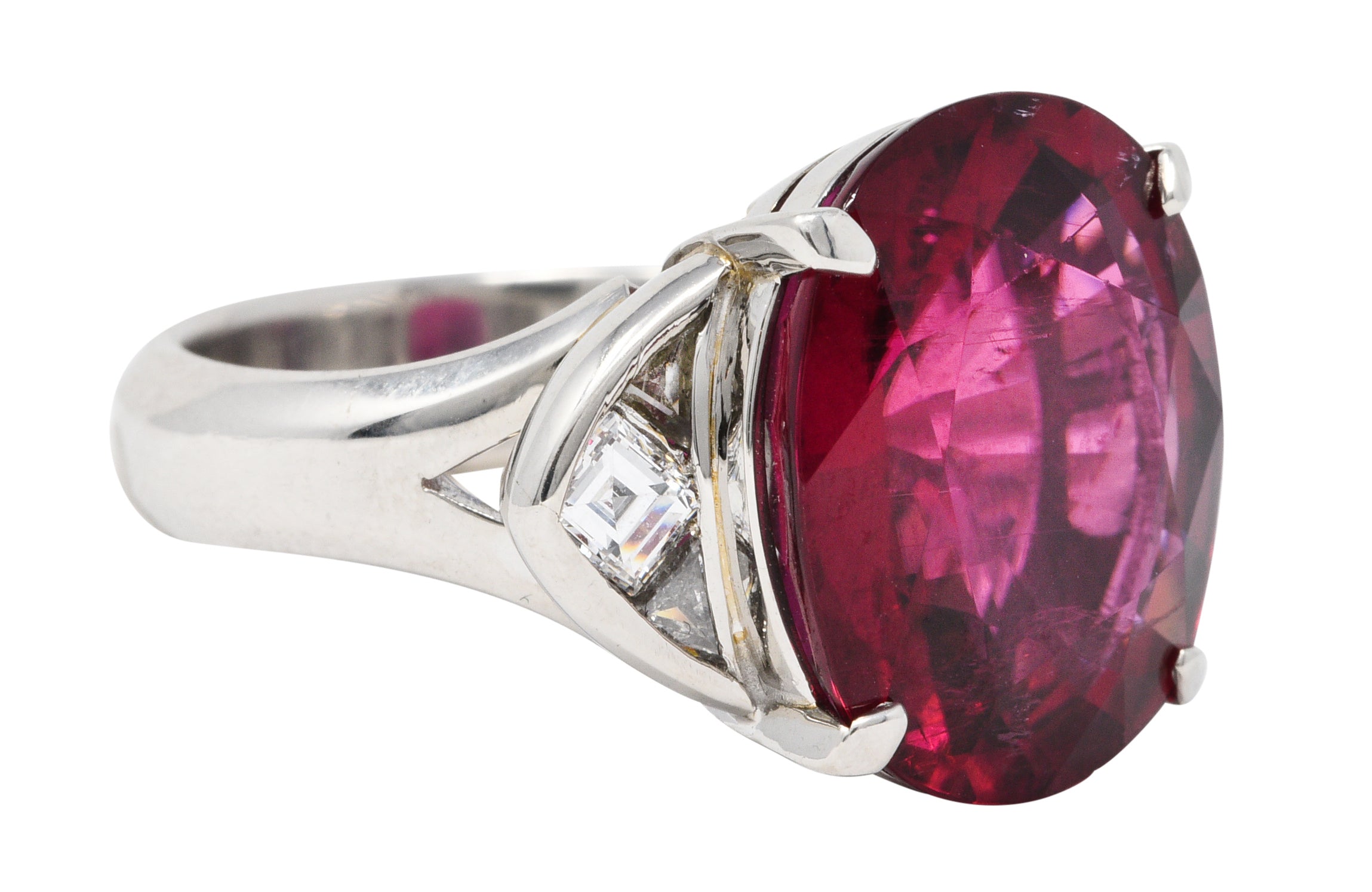 Substantial 13.57 CTW Rubellite Diamond Platinum Statement RingRing - Wilson's Estate Jewelry