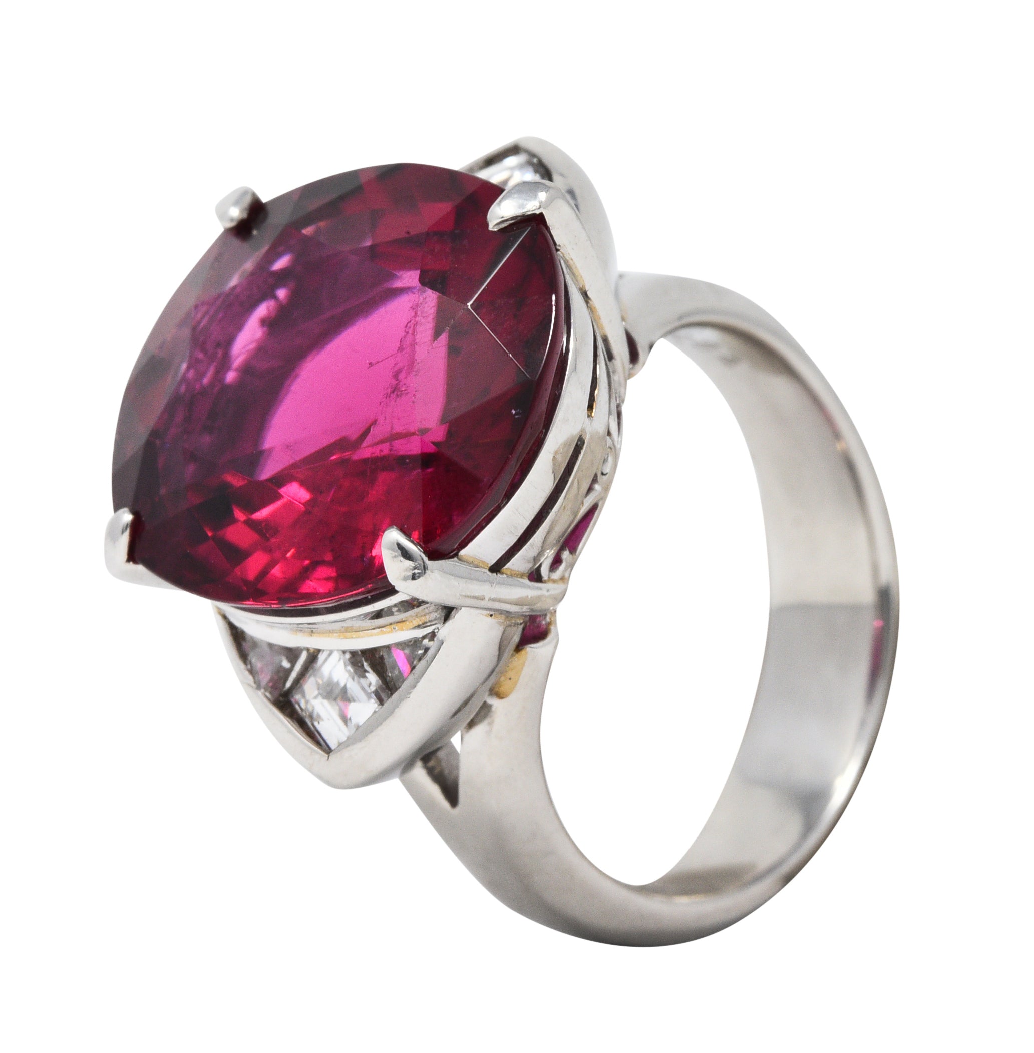 Substantial 13.57 CTW Rubellite Diamond Platinum Statement RingRing - Wilson's Estate Jewelry