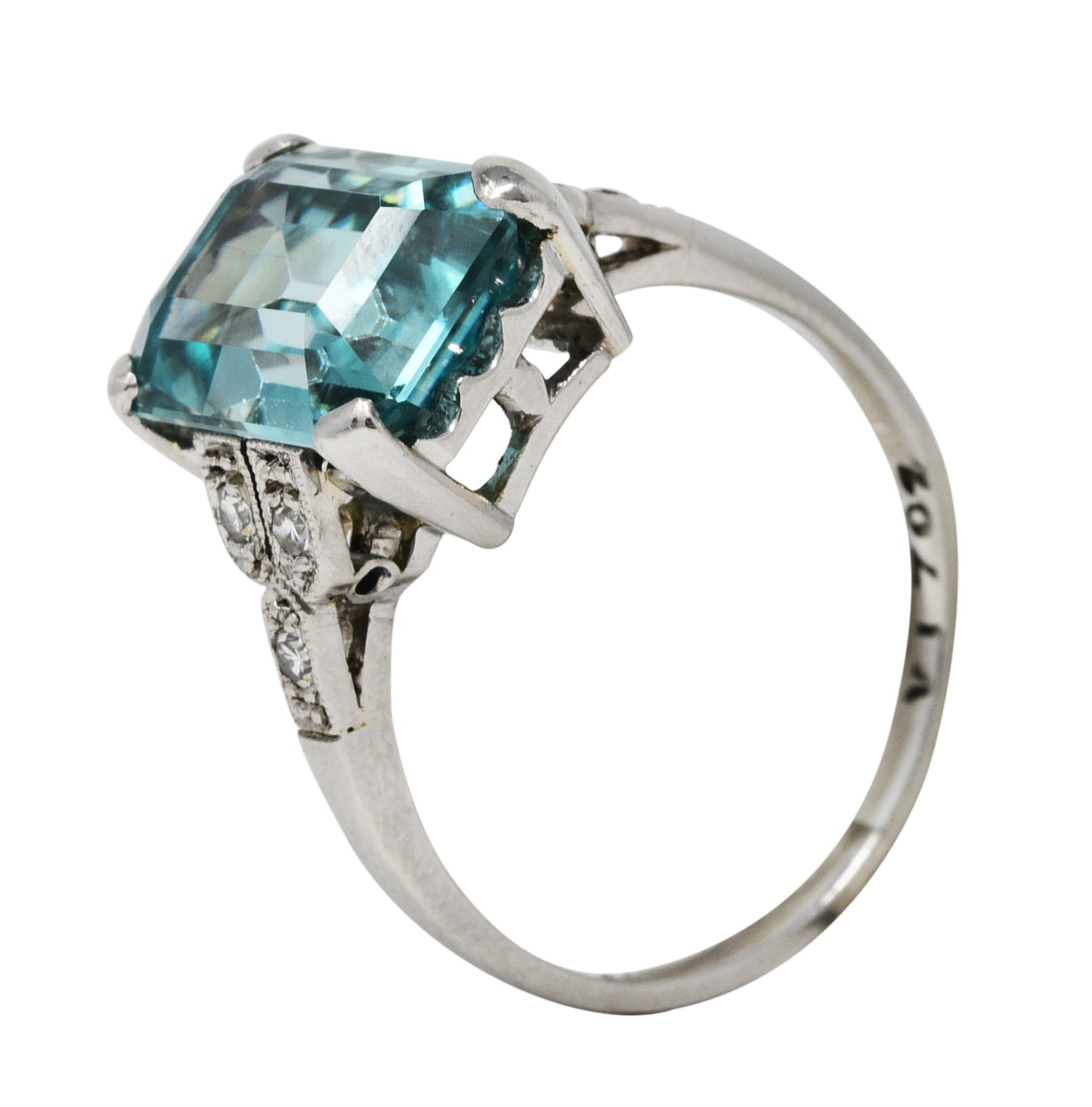 1930's Art Deco Zircon Diamond Platinum Gemstone RingRing - Wilson's Estate Jewelry