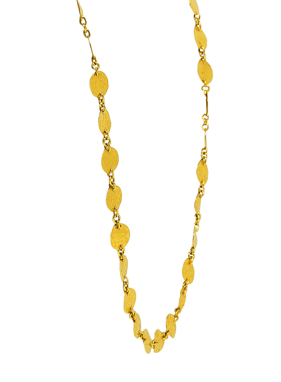 23 Karat Yellow Gold Hammered Disk Long Station NecklaceNecklaces - Wilson's Estate Jewelry