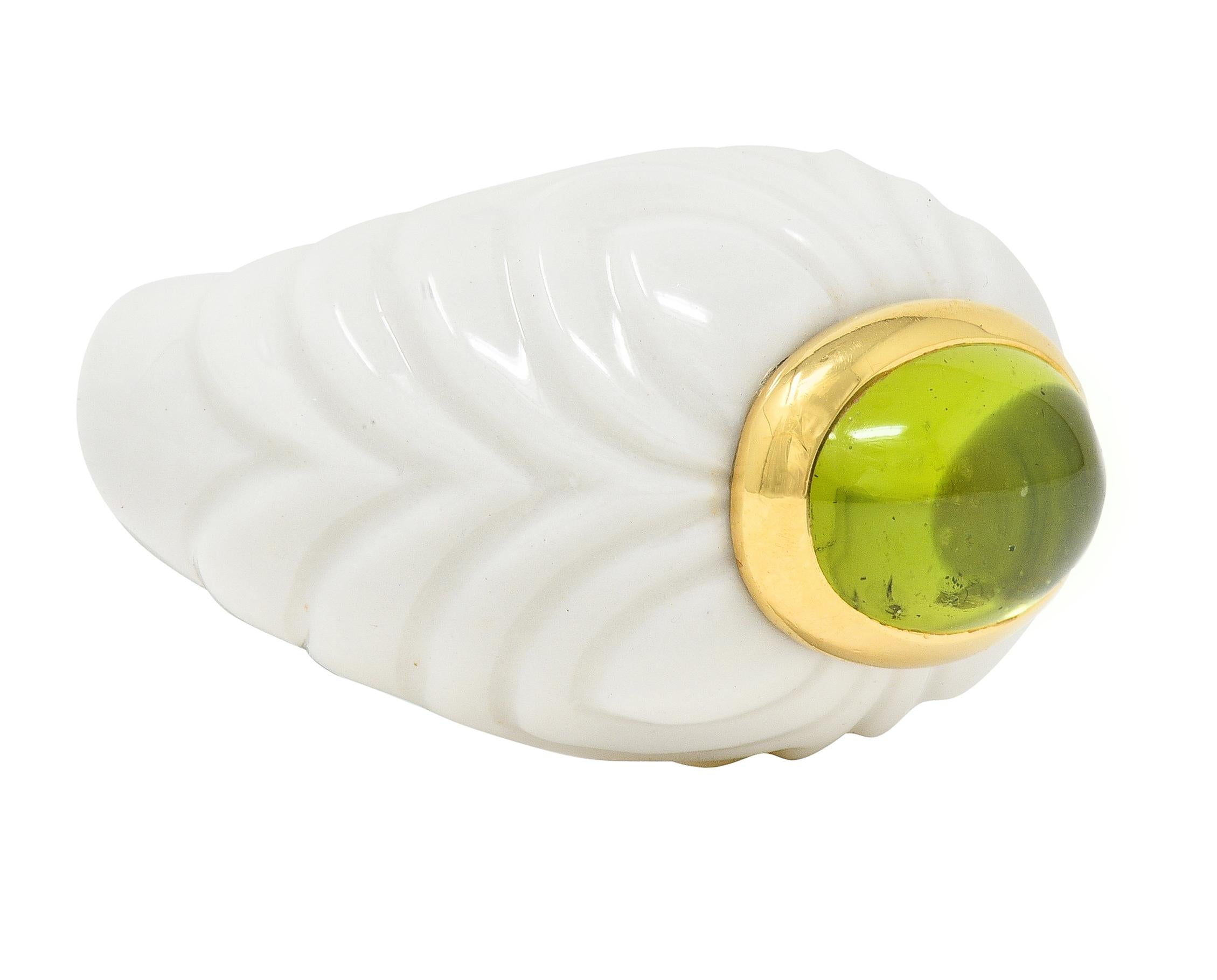 Bulgari Peridot Ceramic 18 Karat Gold Mediterranean Eden Sassi Vintage Ring