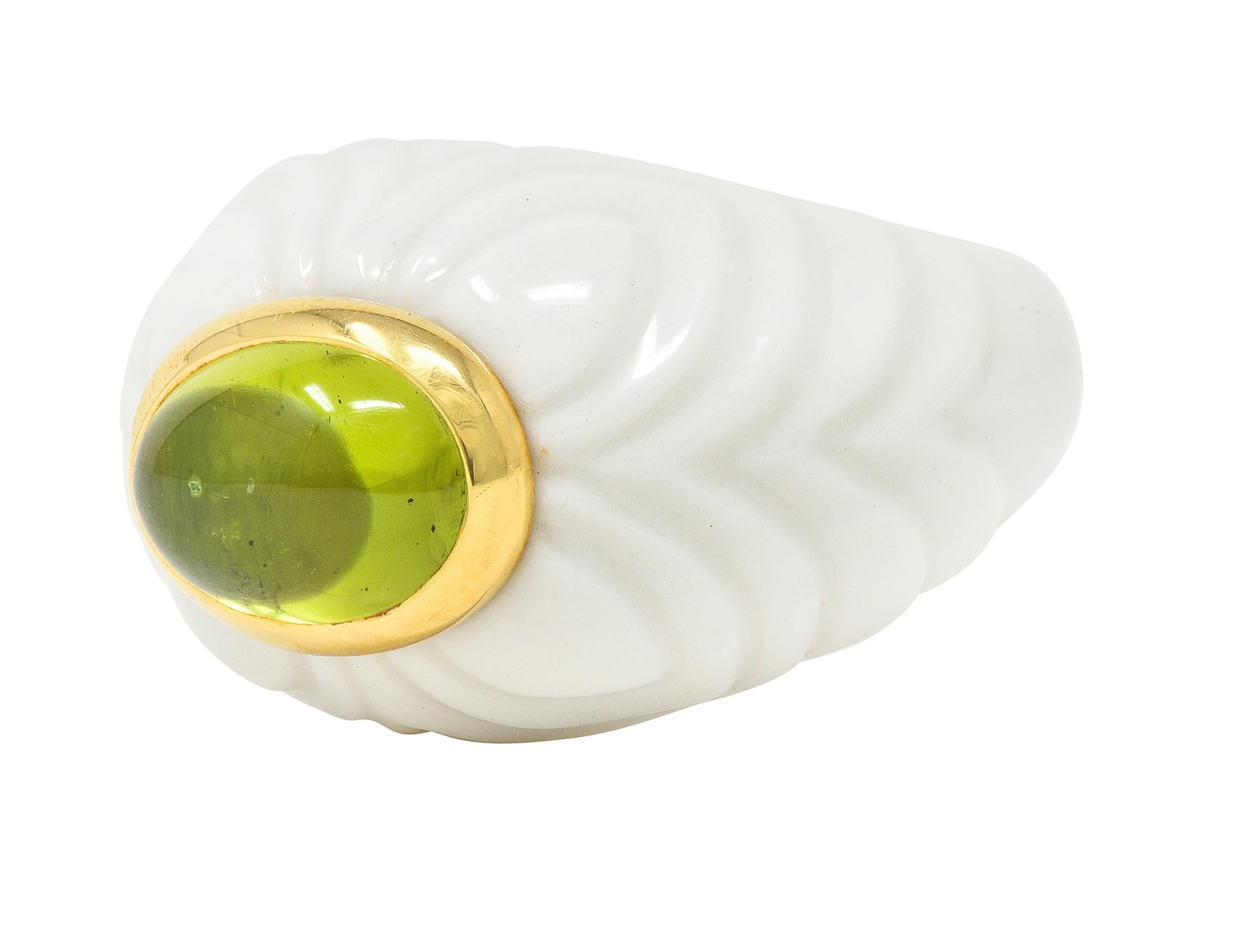 Bulgari Peridot Ceramic 18 Karat Gold Mediterranean Eden Sassi Vintage Ring