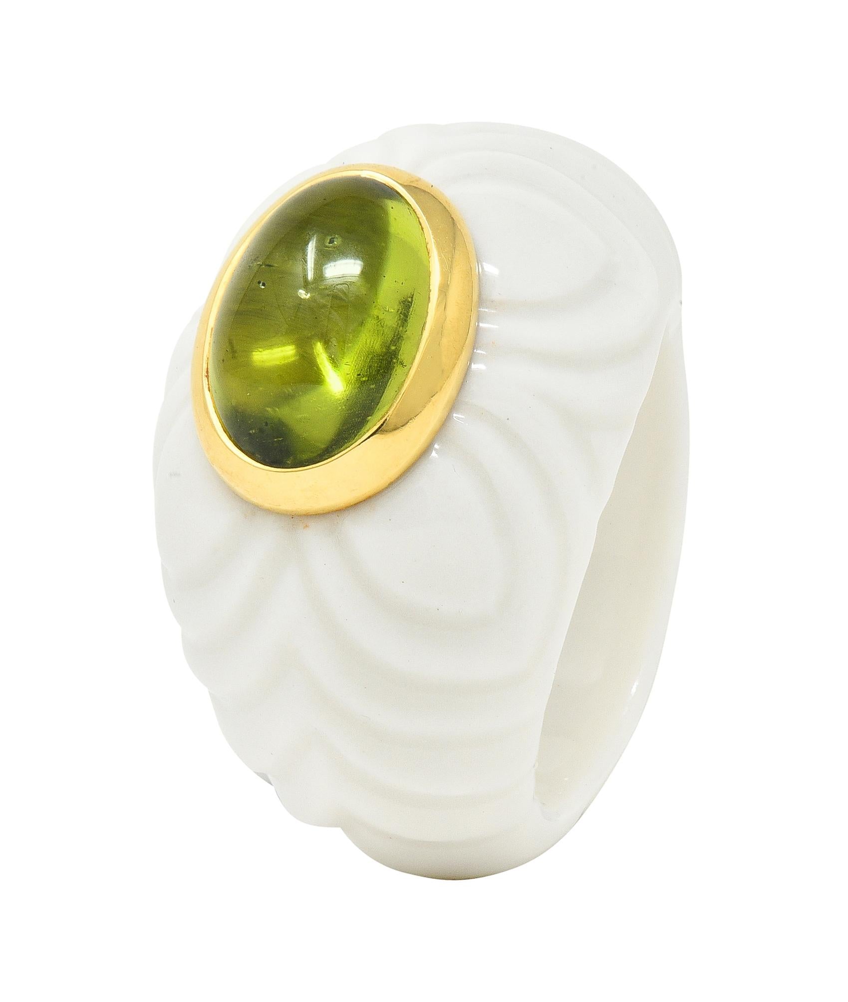 Bulgari Peridot Ceramic 18 Karat Gold Mediterranean Eden Sassi Vintage Ring