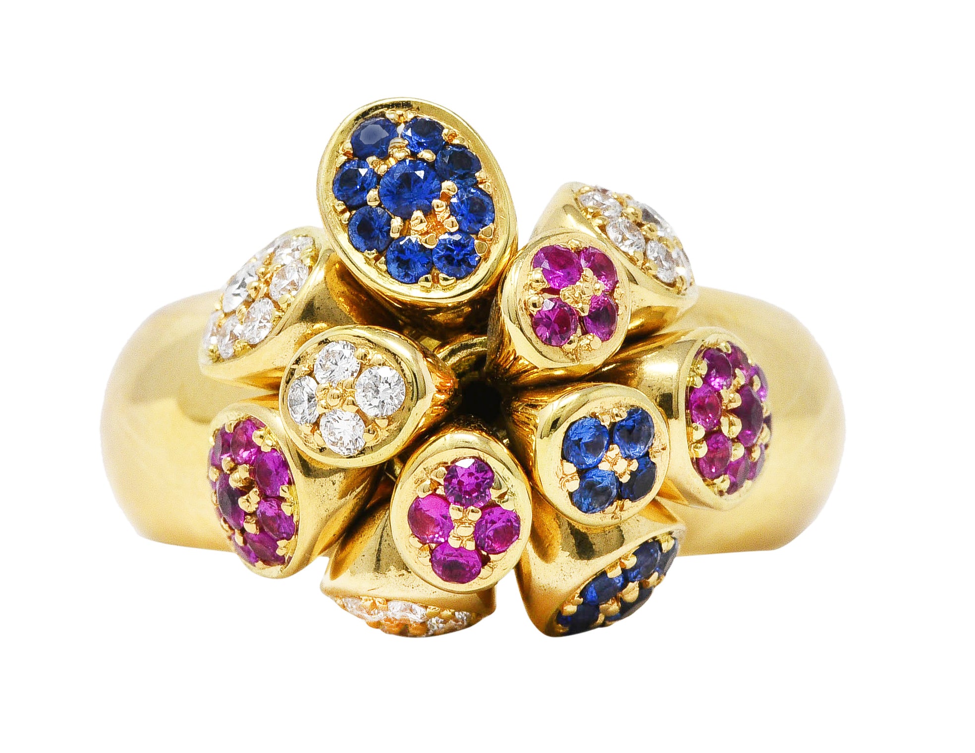 Michael Bondanza 2.00 CTW Ruby Diamond Sapphire 18 Karat Yellow Gold Tremblant RingRing - Wilson's Estate Jewelry