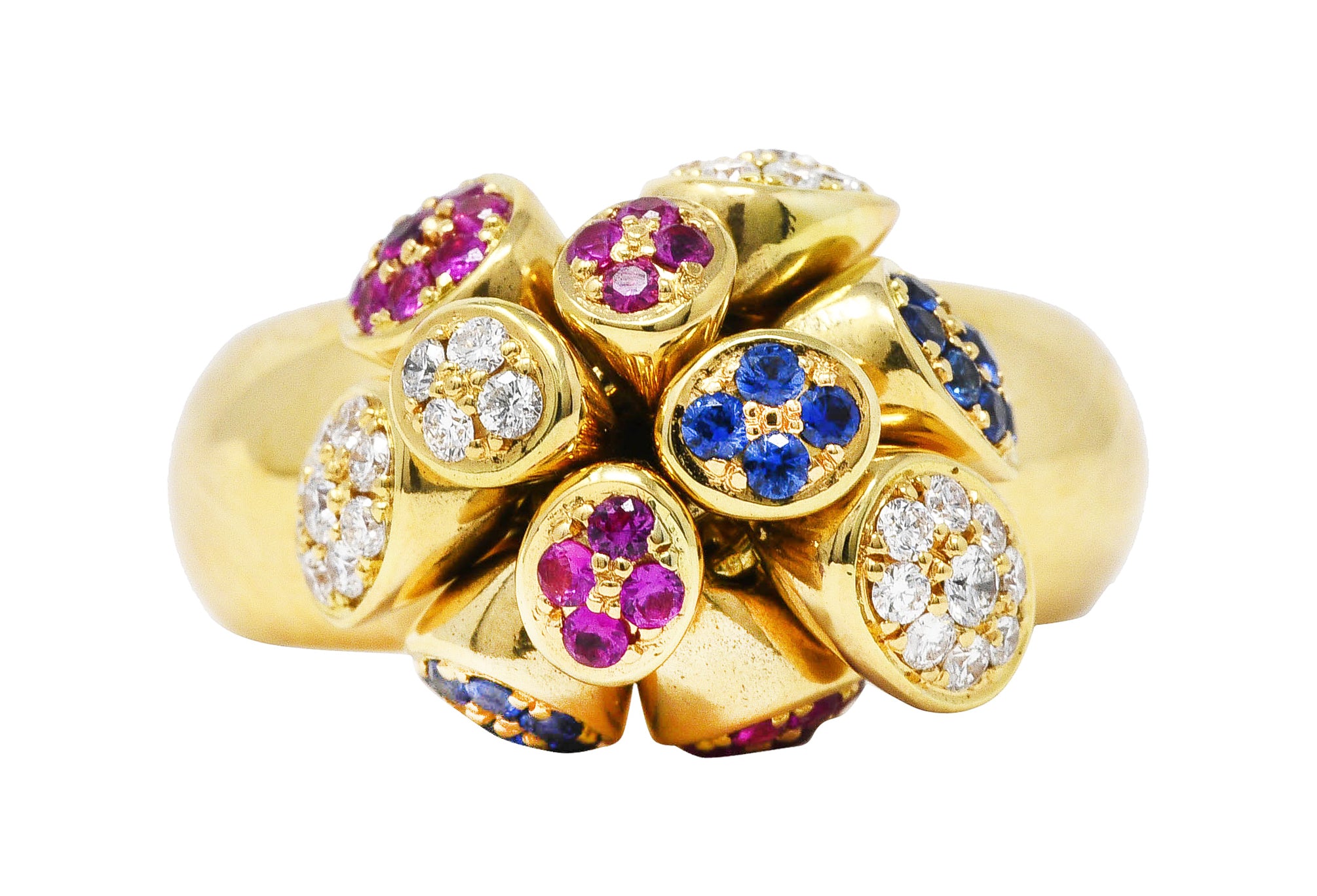 Michael Bondanza 2.00 CTW Ruby Diamond Sapphire 18 Karat Yellow Gold Tremblant RingRing - Wilson's Estate Jewelry