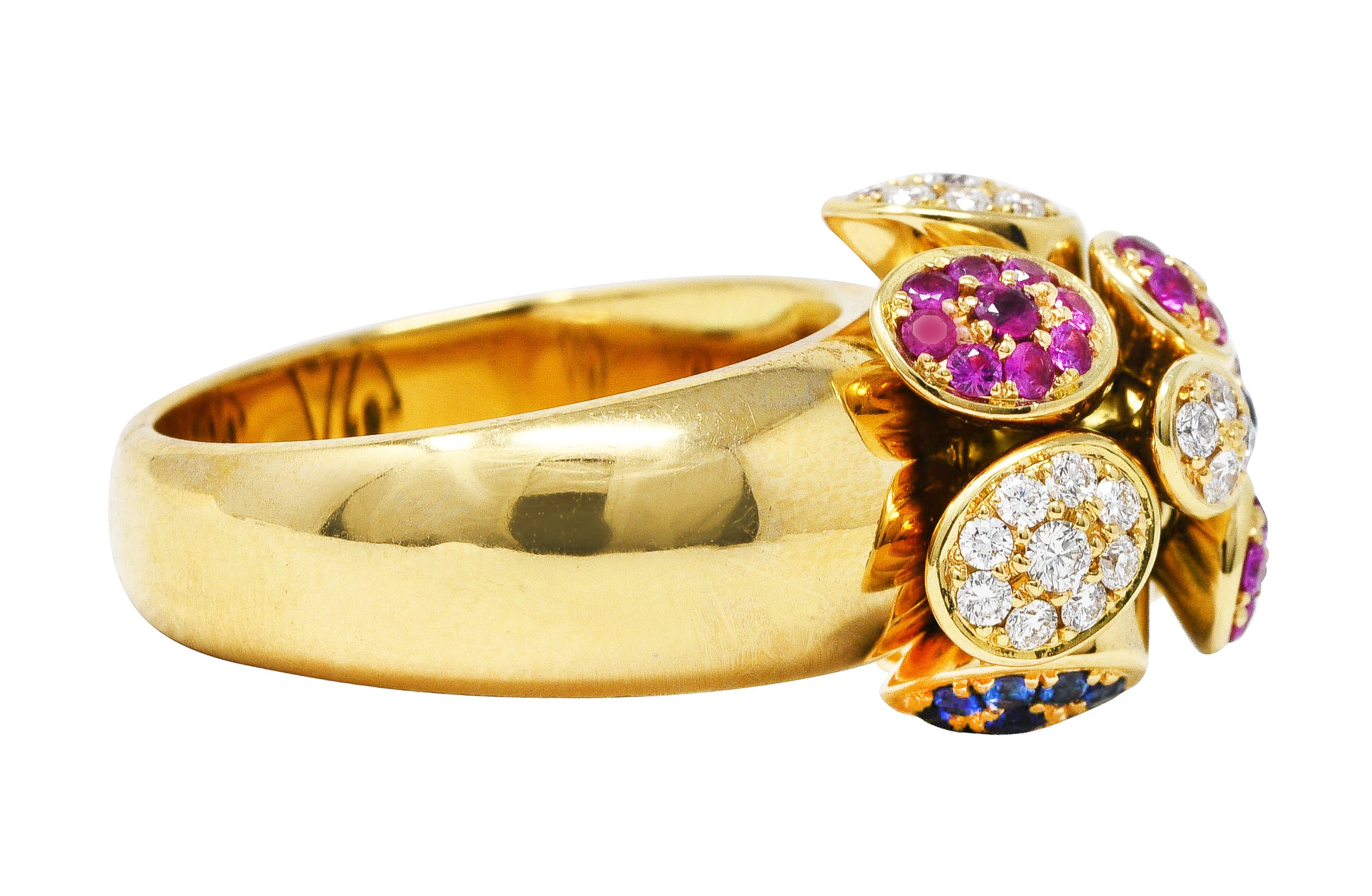 Michael Bondanza 2.00 CTW Ruby Diamond Sapphire 18 Karat Yellow Gold Tremblant RingRing - Wilson's Estate Jewelry