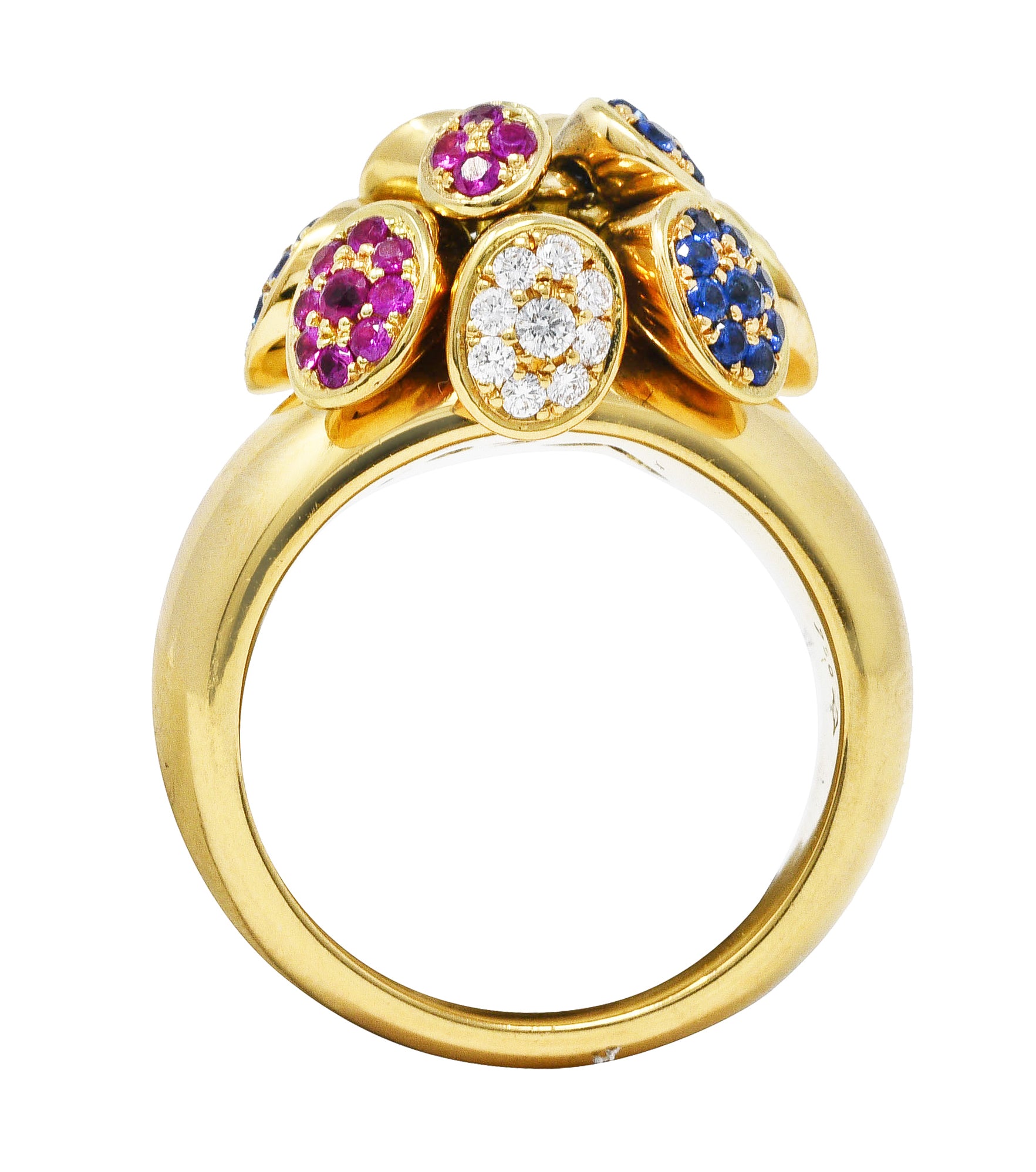 Michael Bondanza 2.00 CTW Ruby Diamond Sapphire 18 Karat Yellow Gold Tremblant RingRing - Wilson's Estate Jewelry