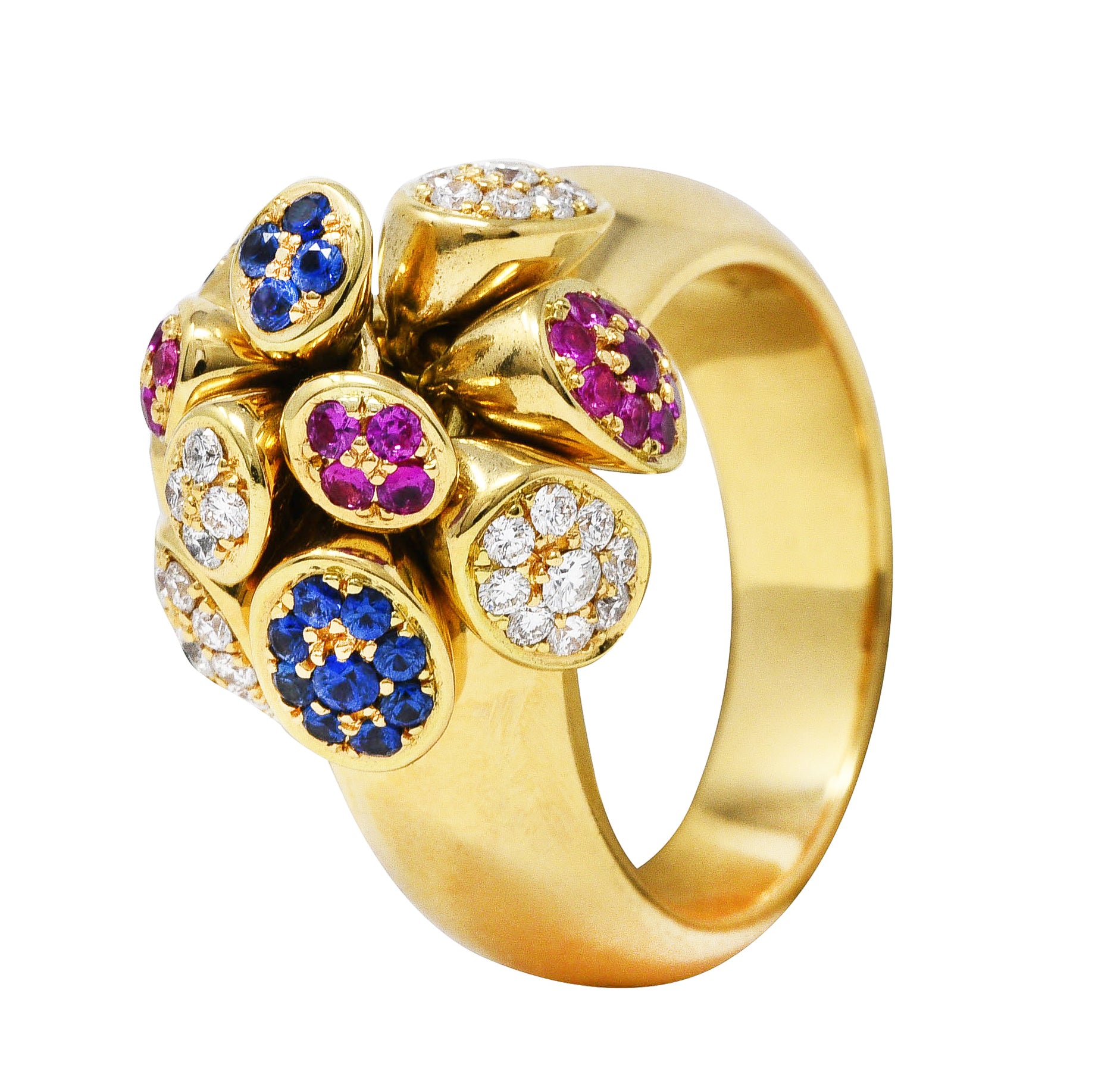 Michael Bondanza 2.00 CTW Ruby Diamond Sapphire 18 Karat Yellow Gold Tremblant RingRing - Wilson's Estate Jewelry