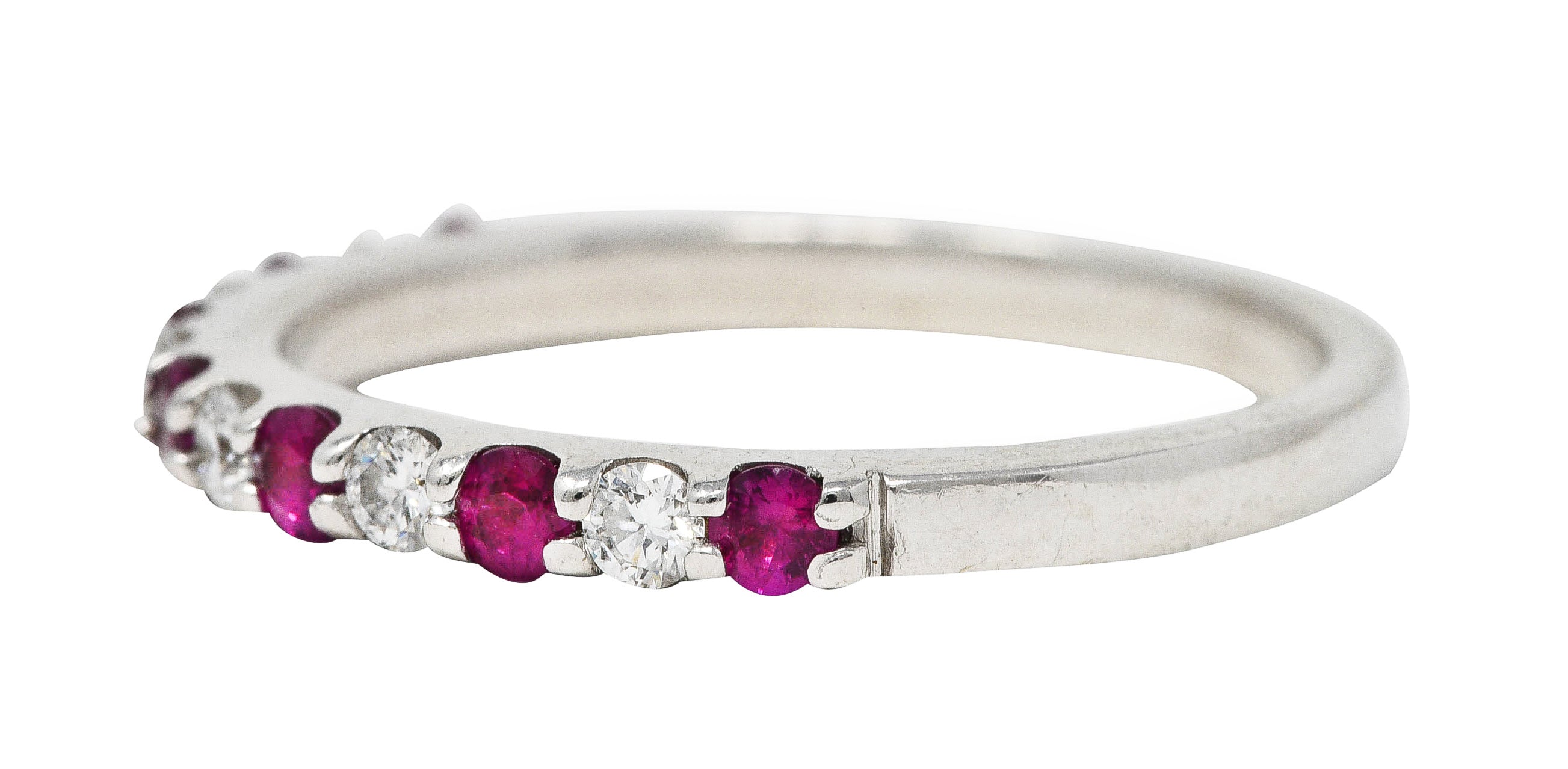 Contemporary Ruby Diamond 14 Karat White Gold Stacking Band Ring Wilson's Estate Jewelry