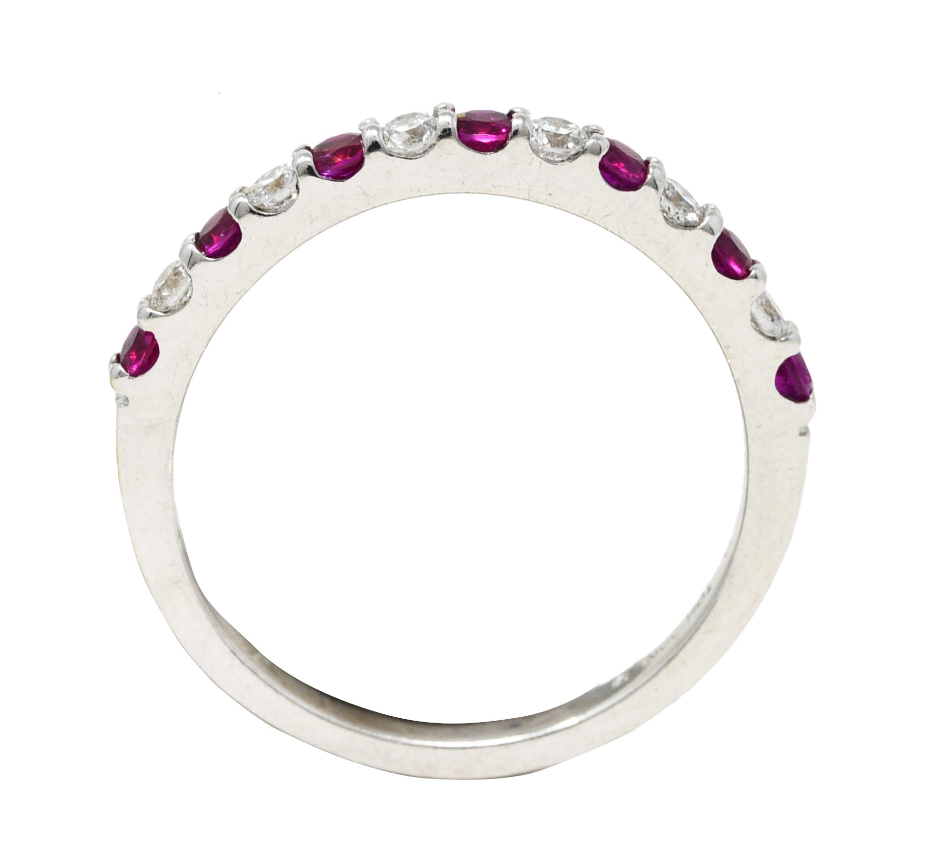 Contemporary Ruby Diamond 14 Karat White Gold Stacking Band Ring Wilson's Estate Jewelry