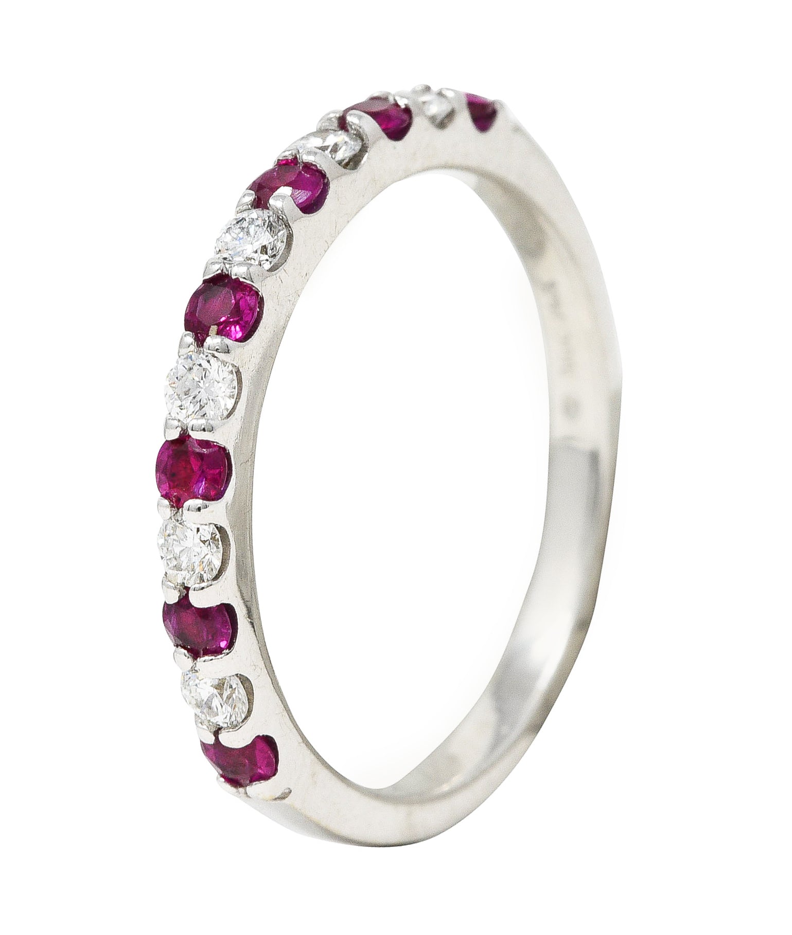 Contemporary Ruby Diamond 14 Karat White Gold Stacking Band Ring Wilson's Estate Jewelry